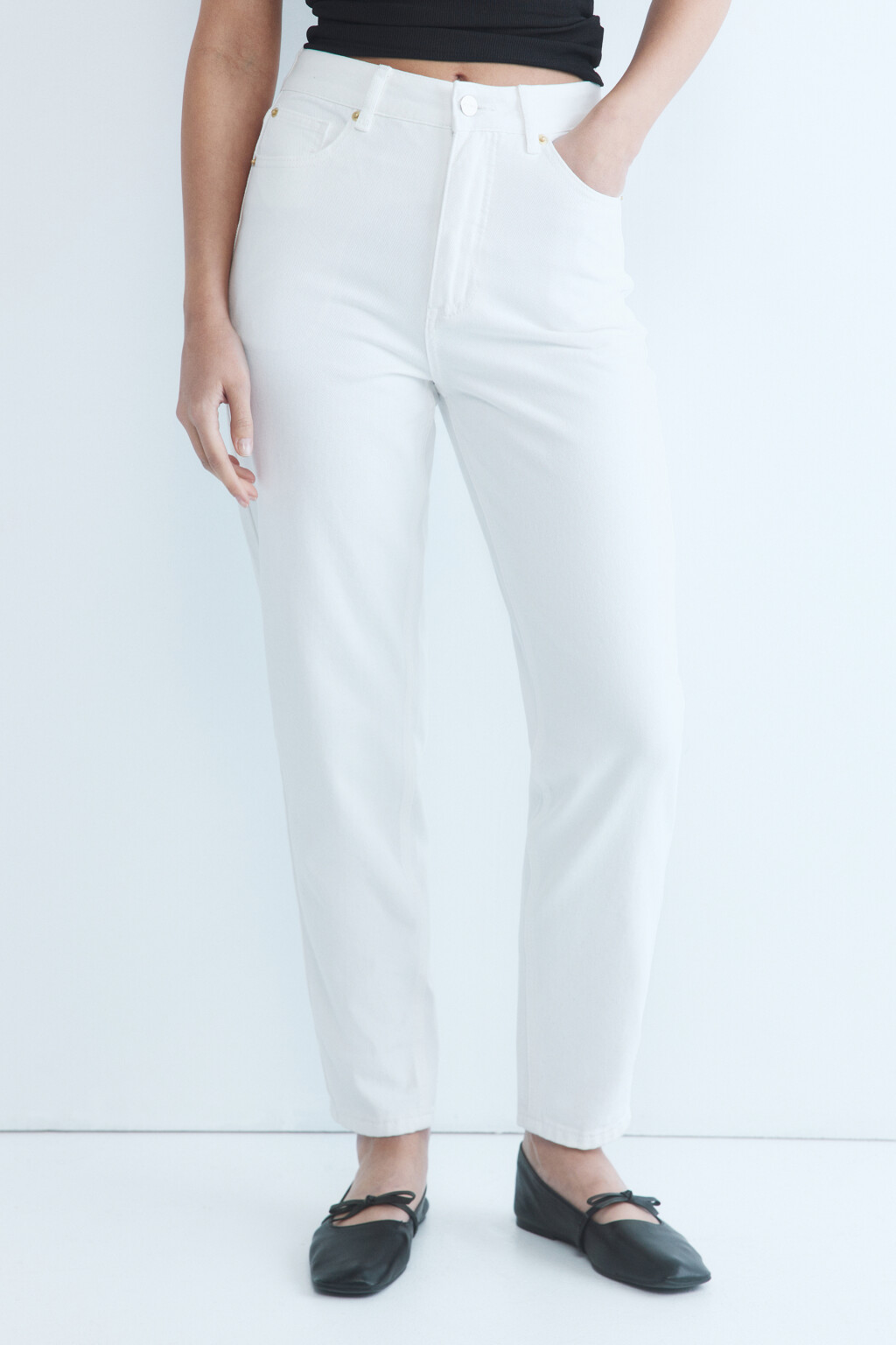 Джинсы mom с высокой посадкой - цвет белый - 3