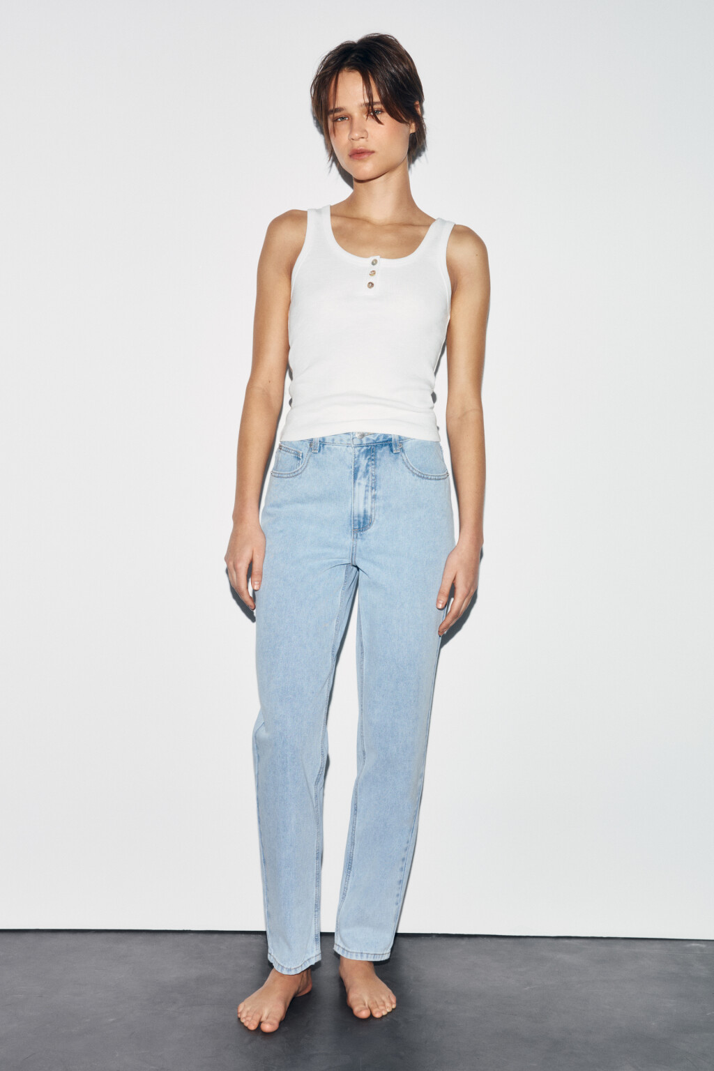 Джинсы mom fit с высокой посадкой - цвет голубой - 4