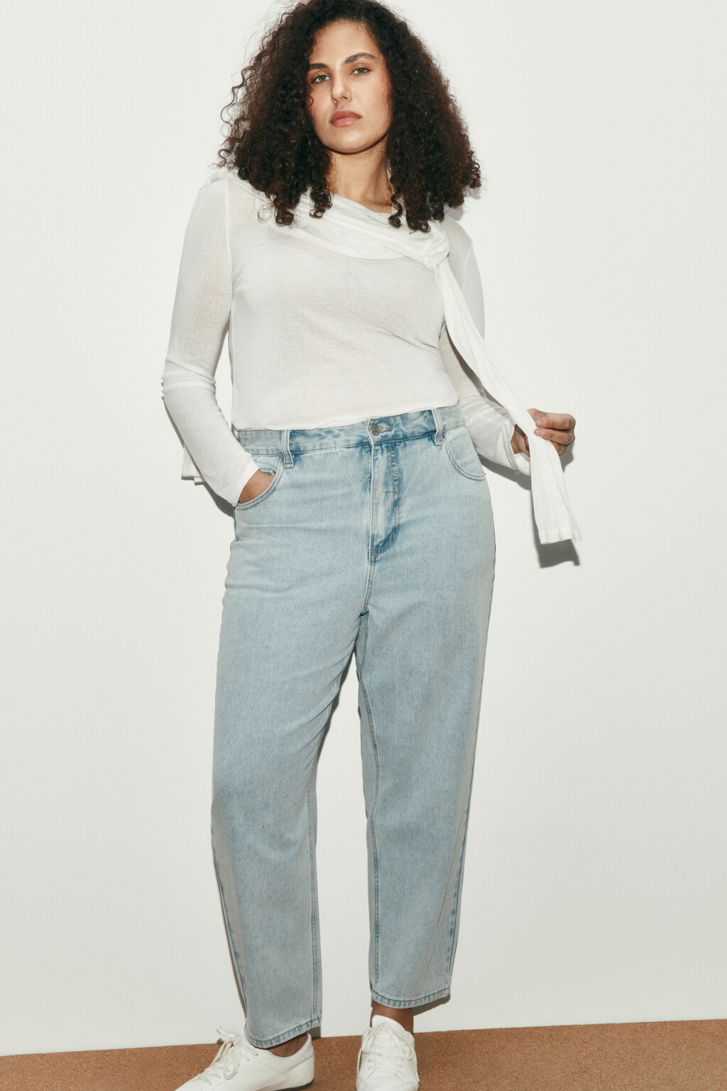 Джинсы mom fit с высокой посадкой - цвет голубой - 1