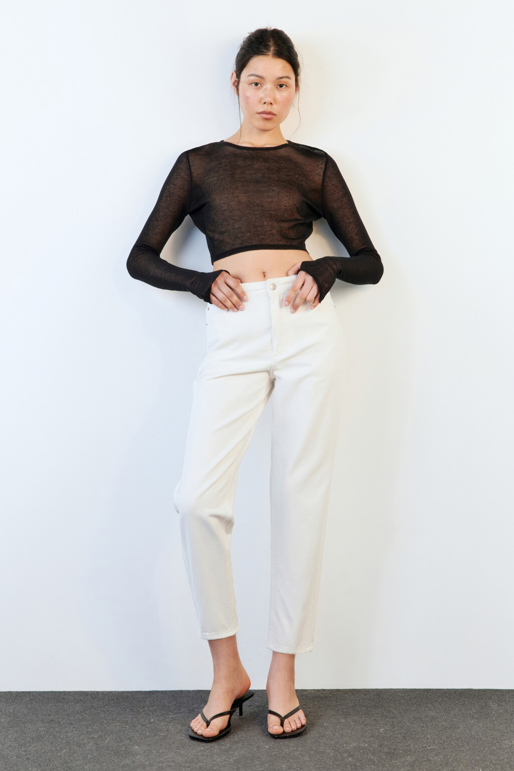 Джинсы mom fit с высокой посадкой - цвет белый - 1