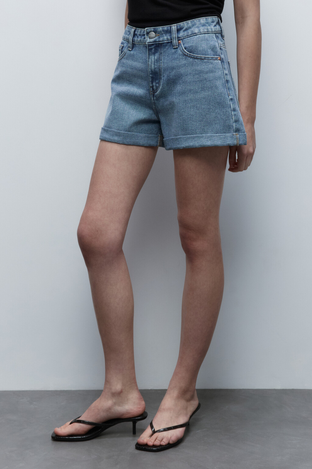 Шорты mom fit джинсовые с высокой посадкой - цвет голубой - 2