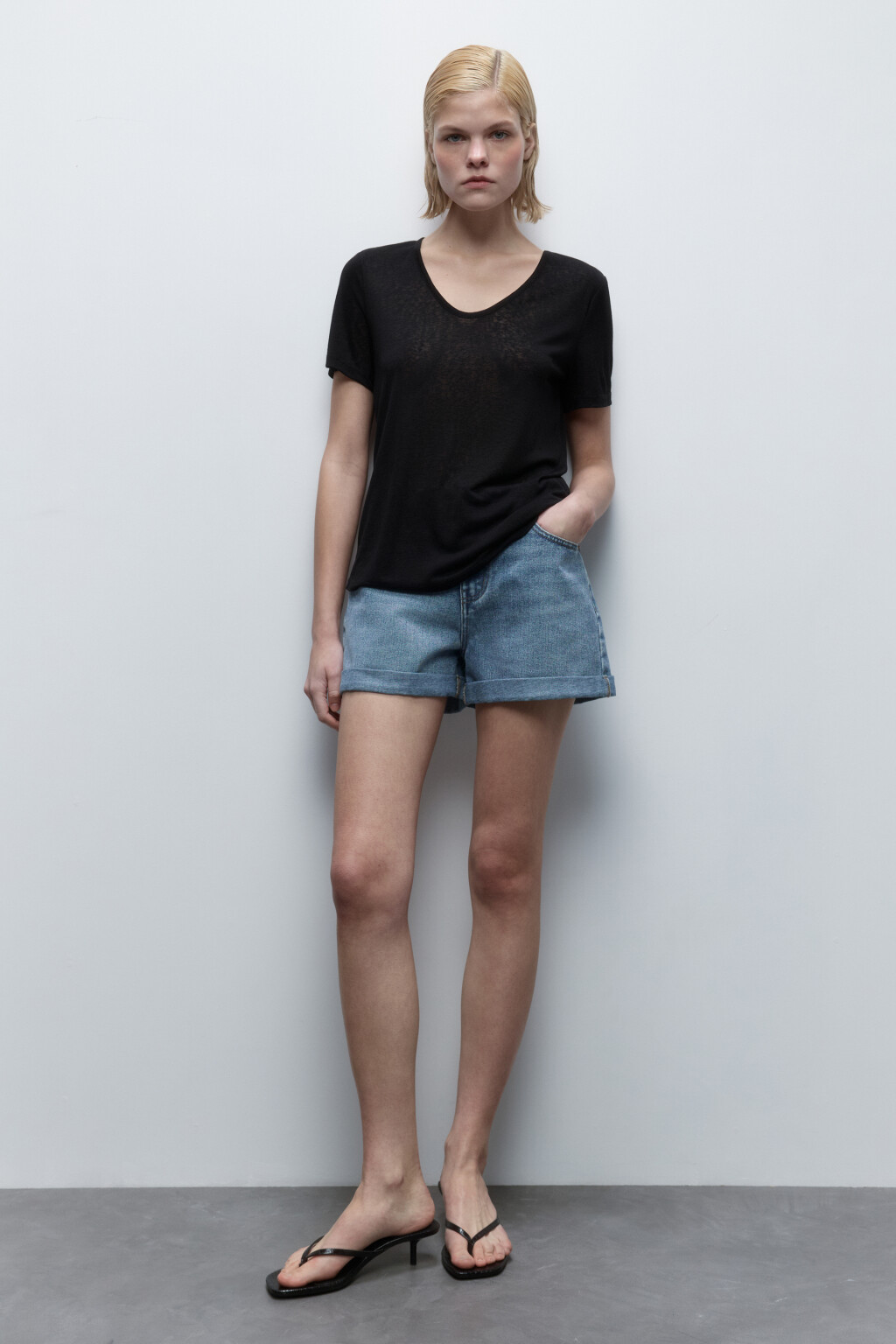 Шорты mom fit джинсовые с высокой посадкой - цвет голубой - 4