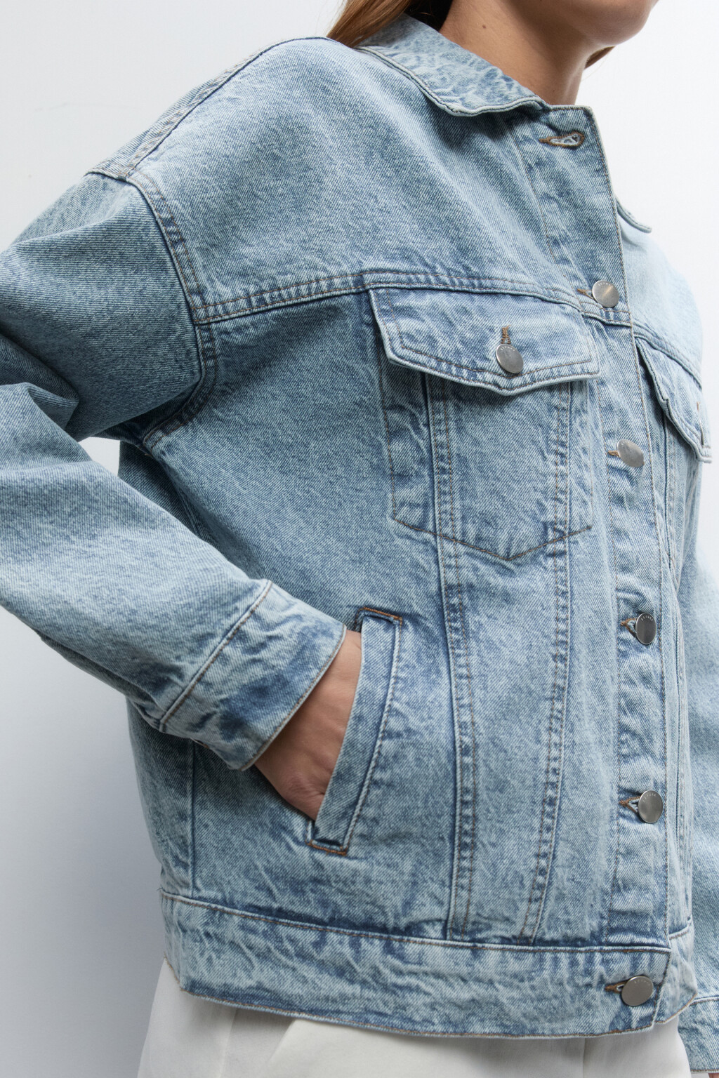 Куртка oversize джинсовая с карманами - цвет голубой - 8