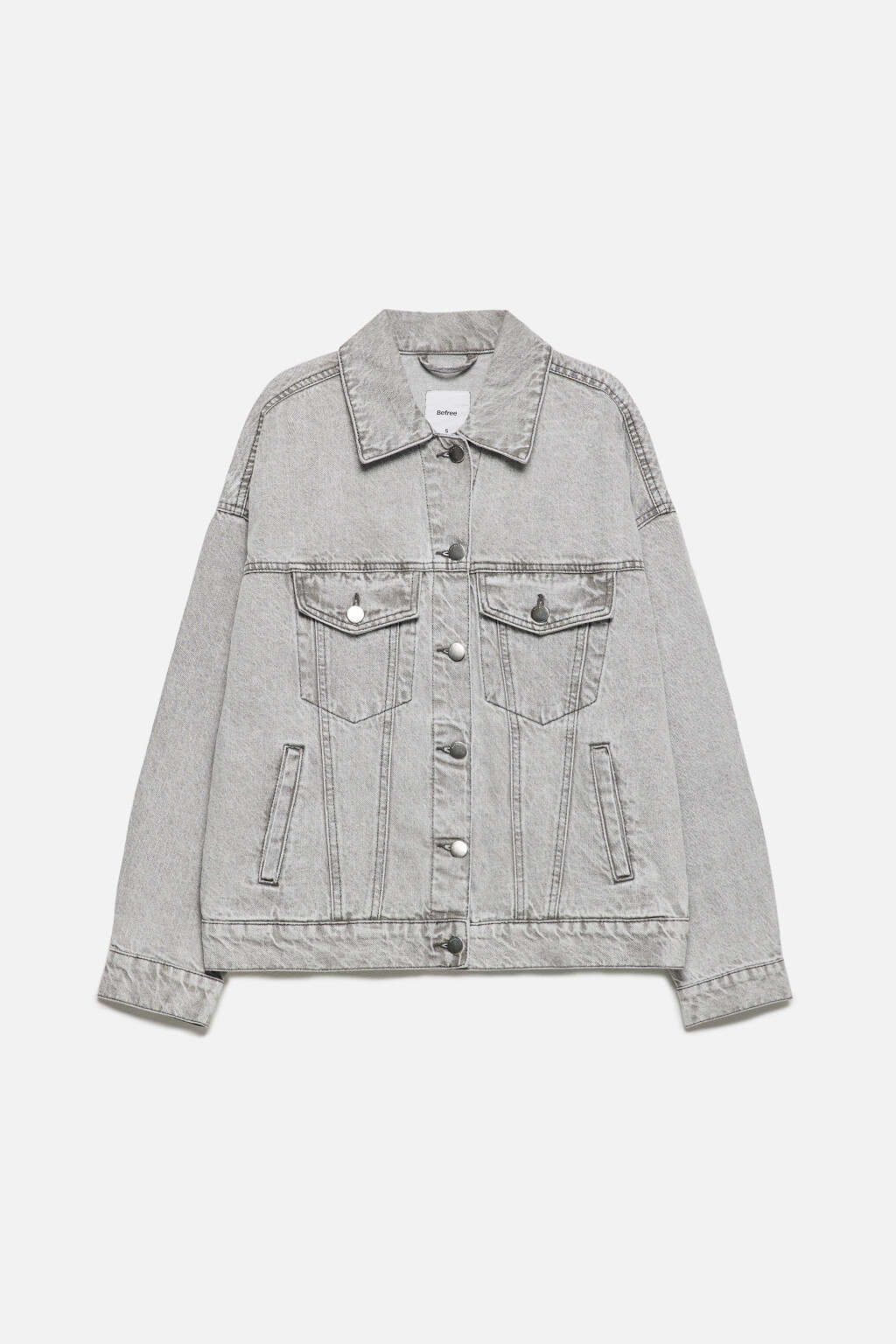 Куртка oversize джинсовая с карманами - цвет серый - 8