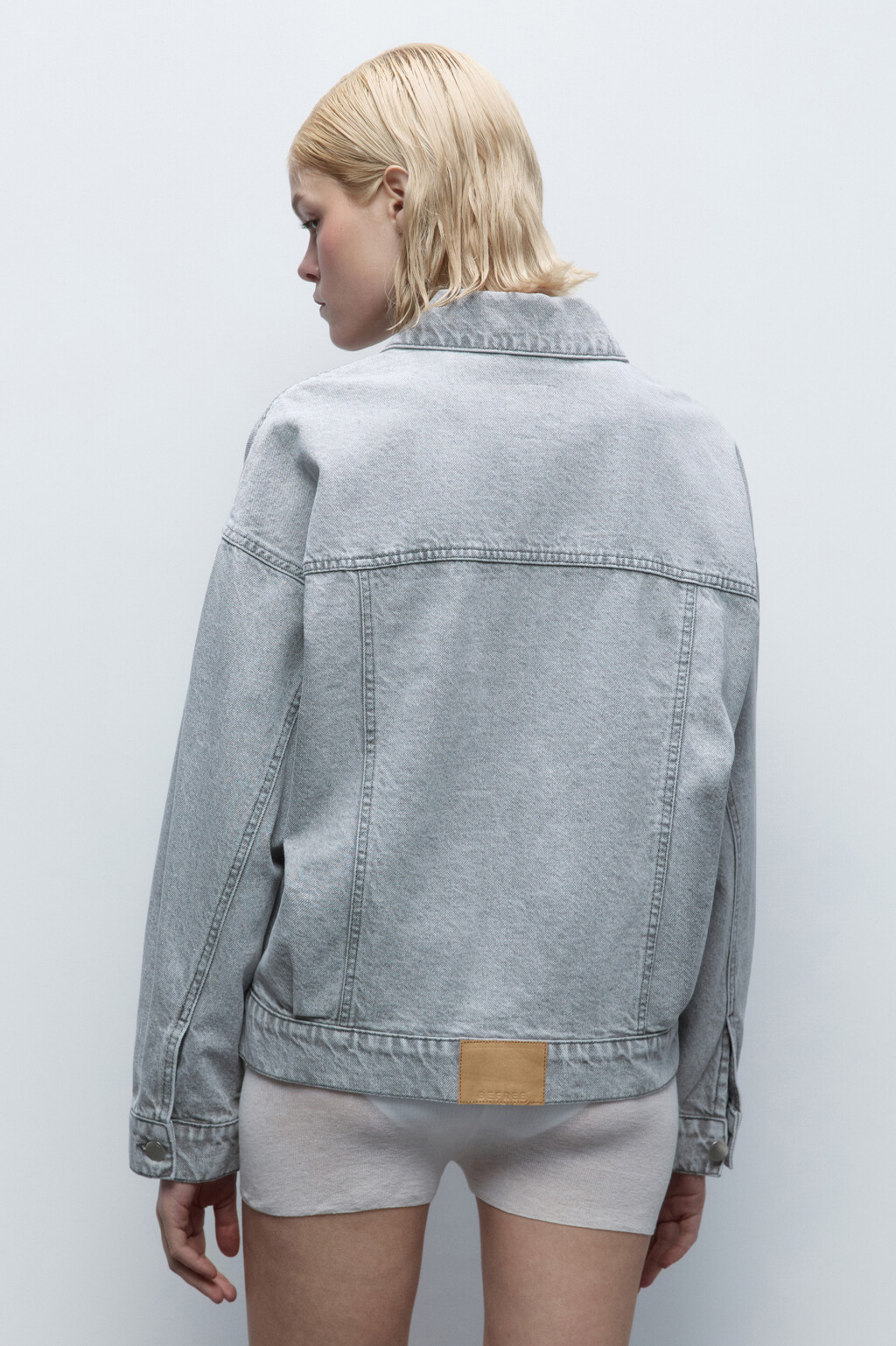 Куртка oversize джинсовая с карманами - цвет серый - 4