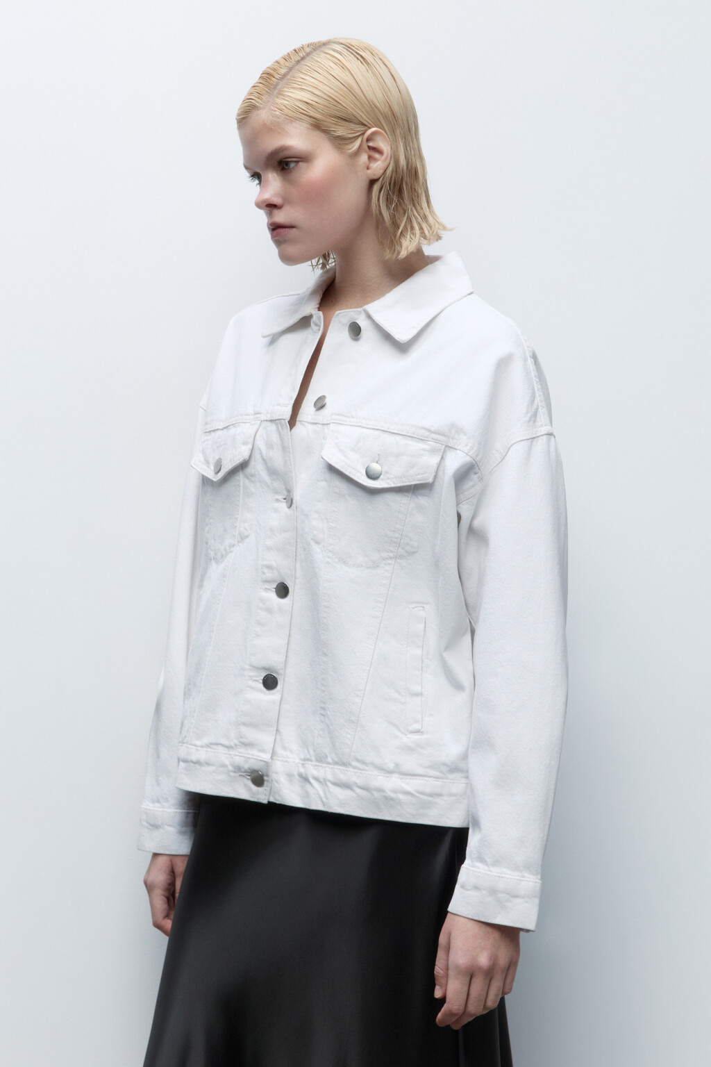 Куртка oversize джинсовая с карманами - цвет белый - 3