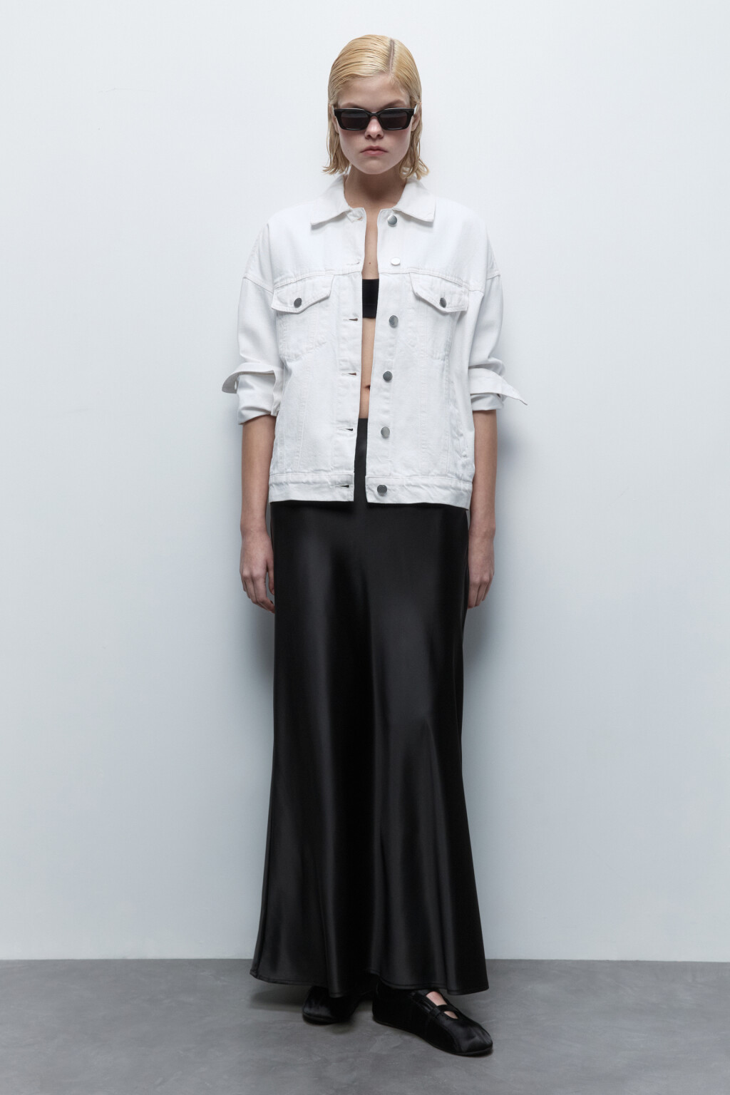 Куртка oversize джинсовая с карманами - цвет белый - 5