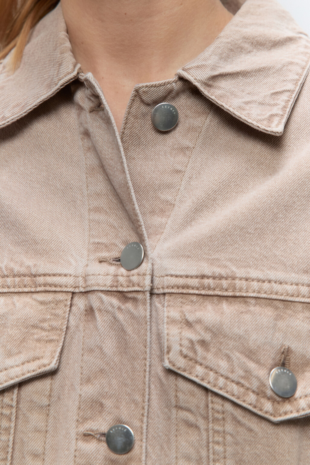 Куртка oversize джинсовая с карманами - цвет бежевый - 6