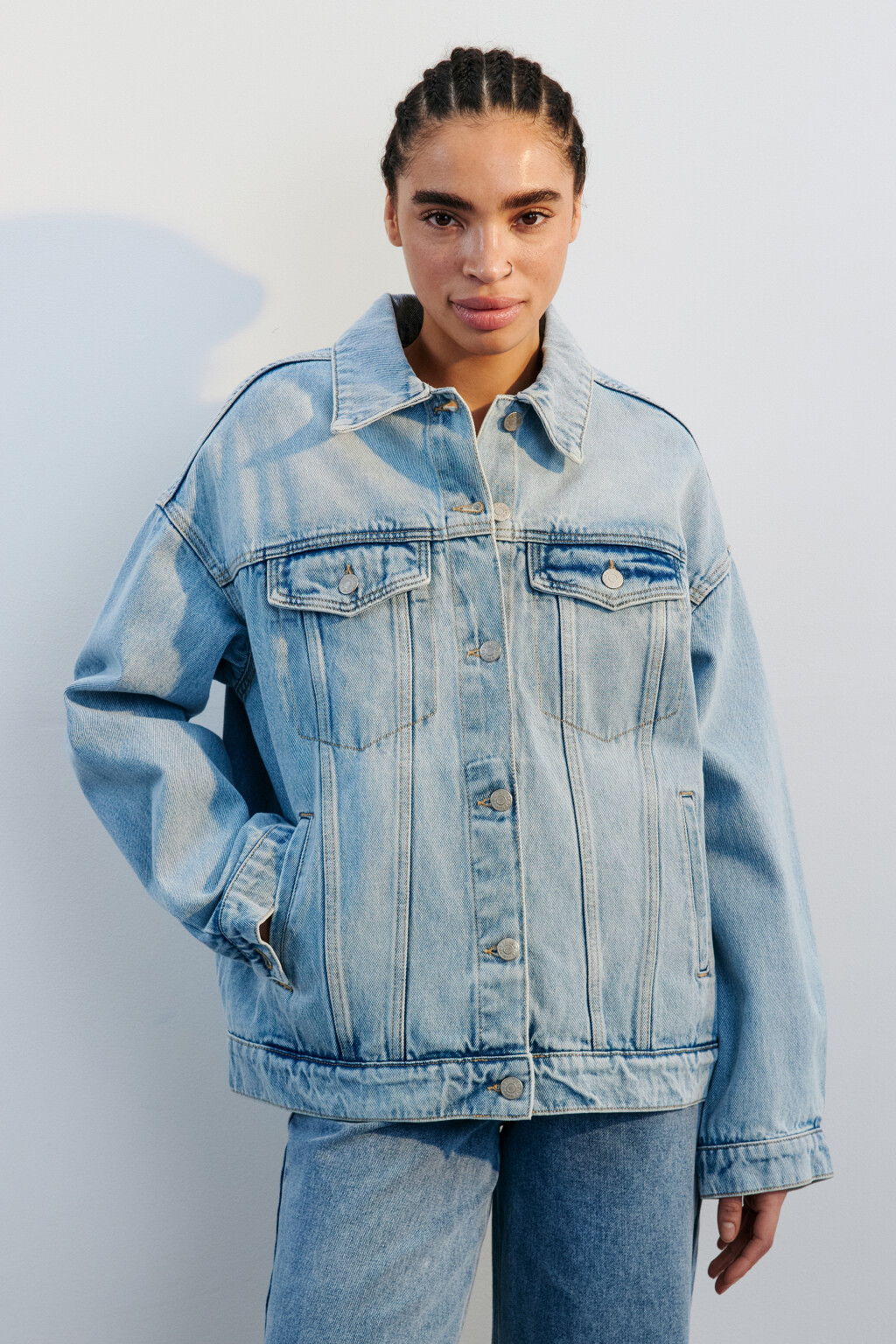 Куртка-рубашка oversize джинсовая - цвет голубой - 2