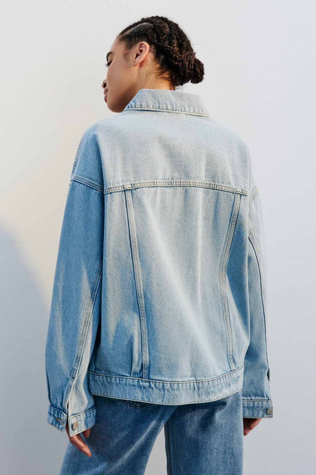 Куртка-рубашка oversize джинсовая - цвет голубой - 3