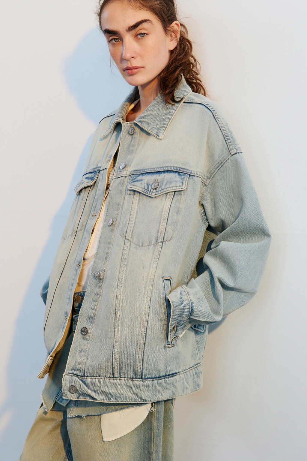 Куртка-рубашка oversize джинсовая - цвет синий - 1