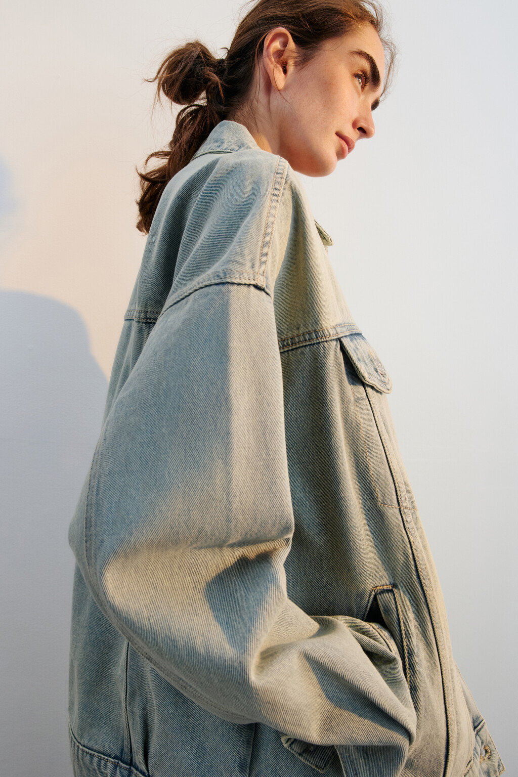 Куртка-рубашка oversize джинсовая - цвет синий - 2