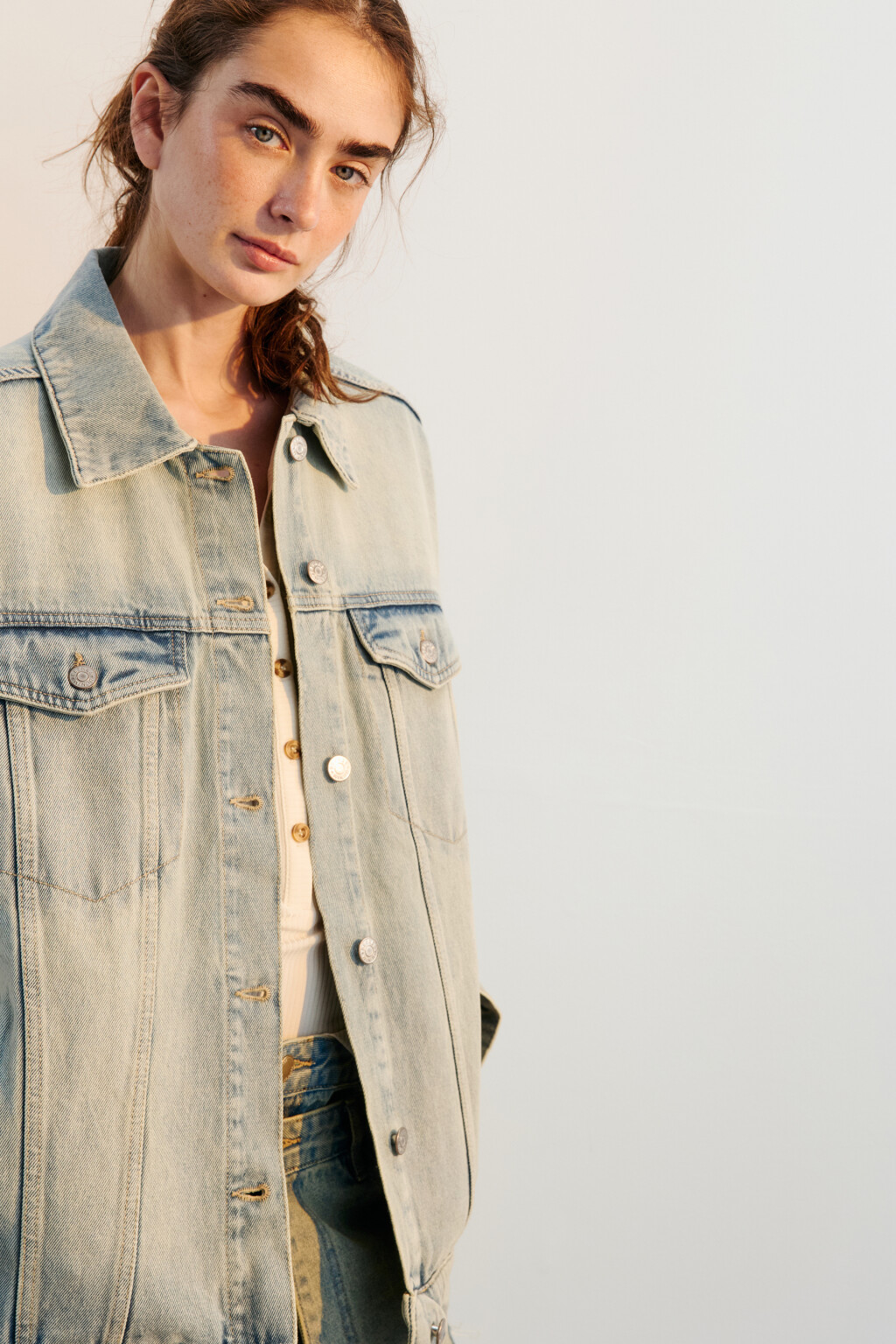 Куртка-рубашка oversize джинсовая - цвет синий - 3