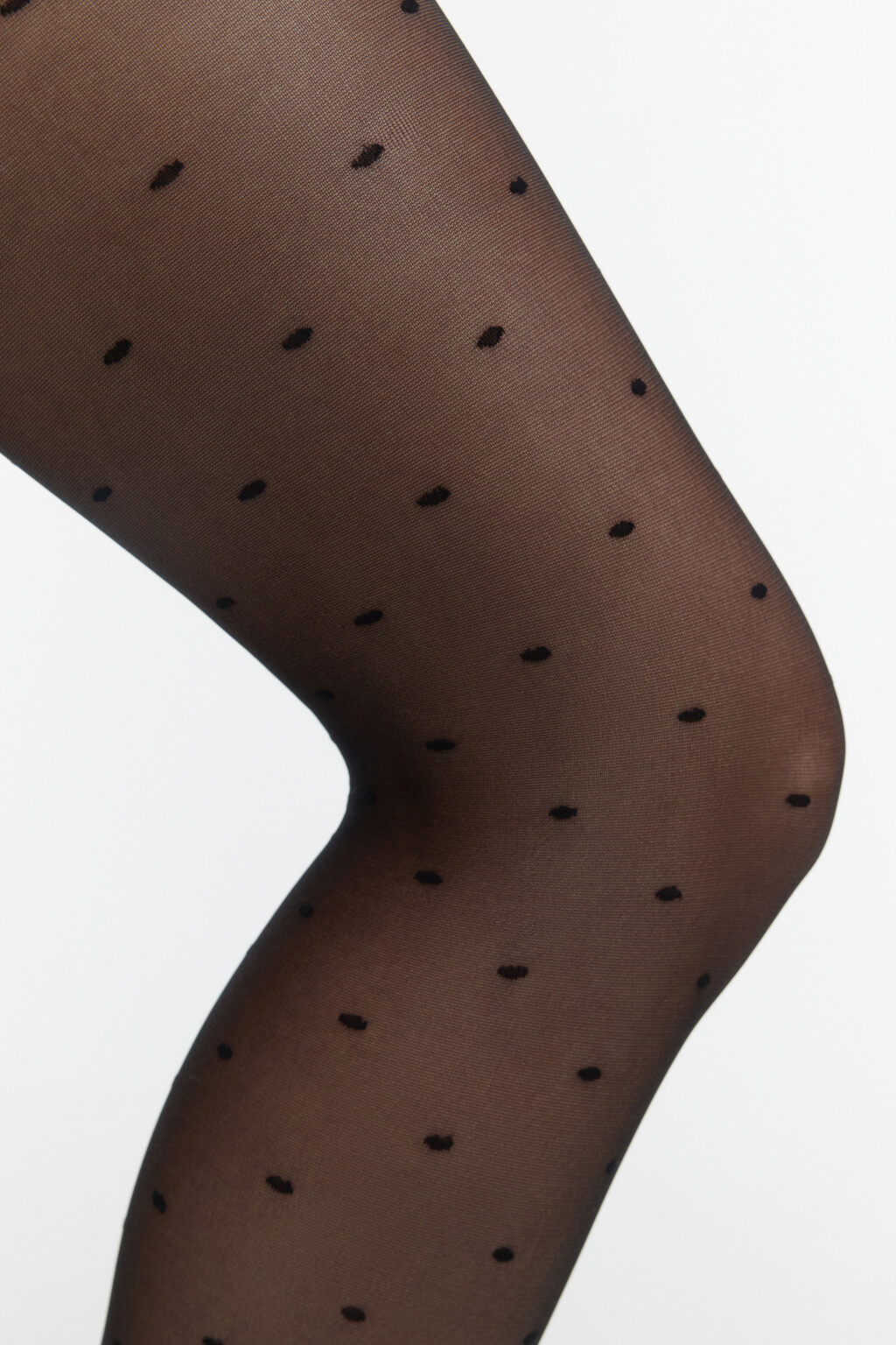 Колготки капроновые тонкие в горошек - цвет черный - 4