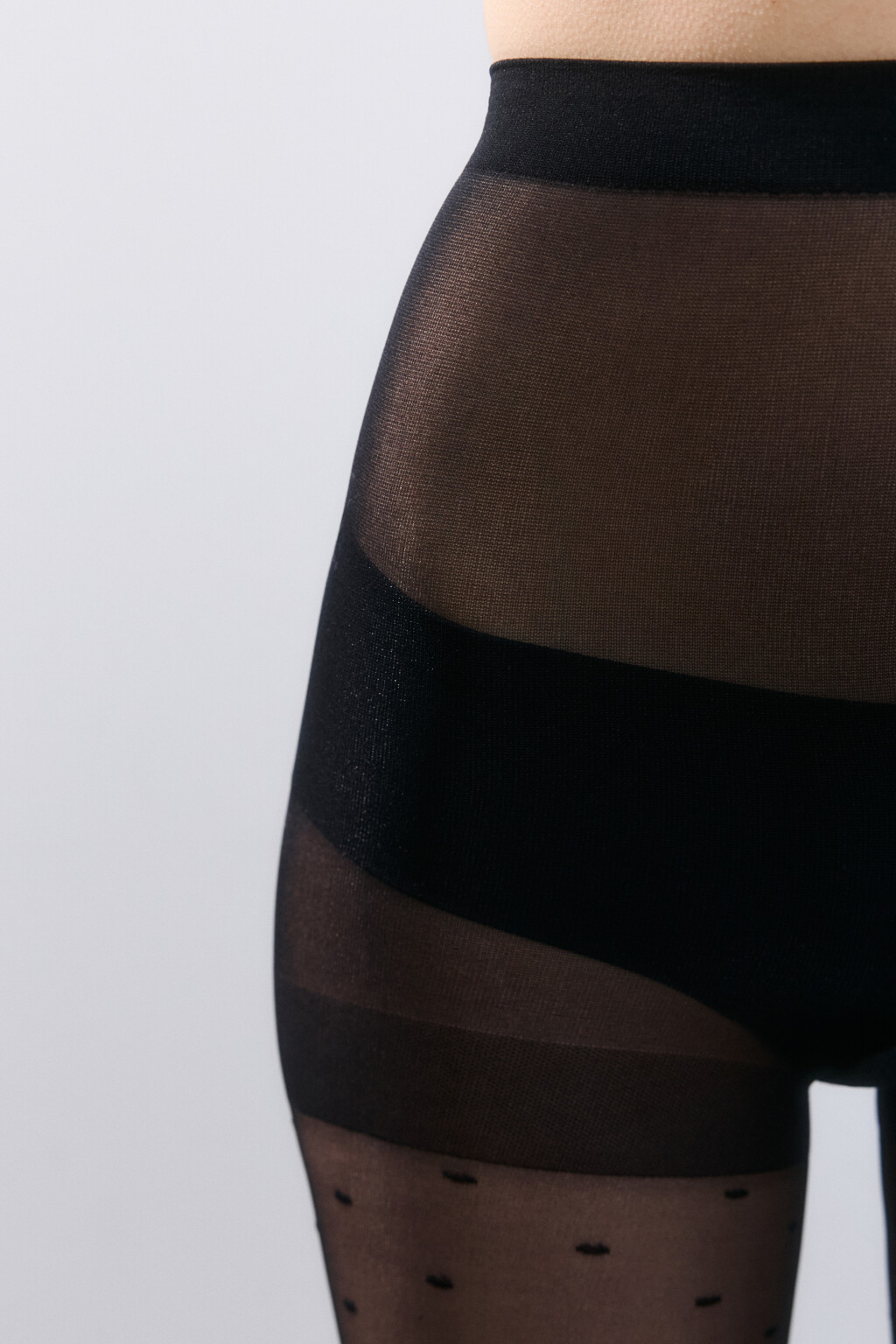 Колготки капроновые в горошек - цвет черный - 3