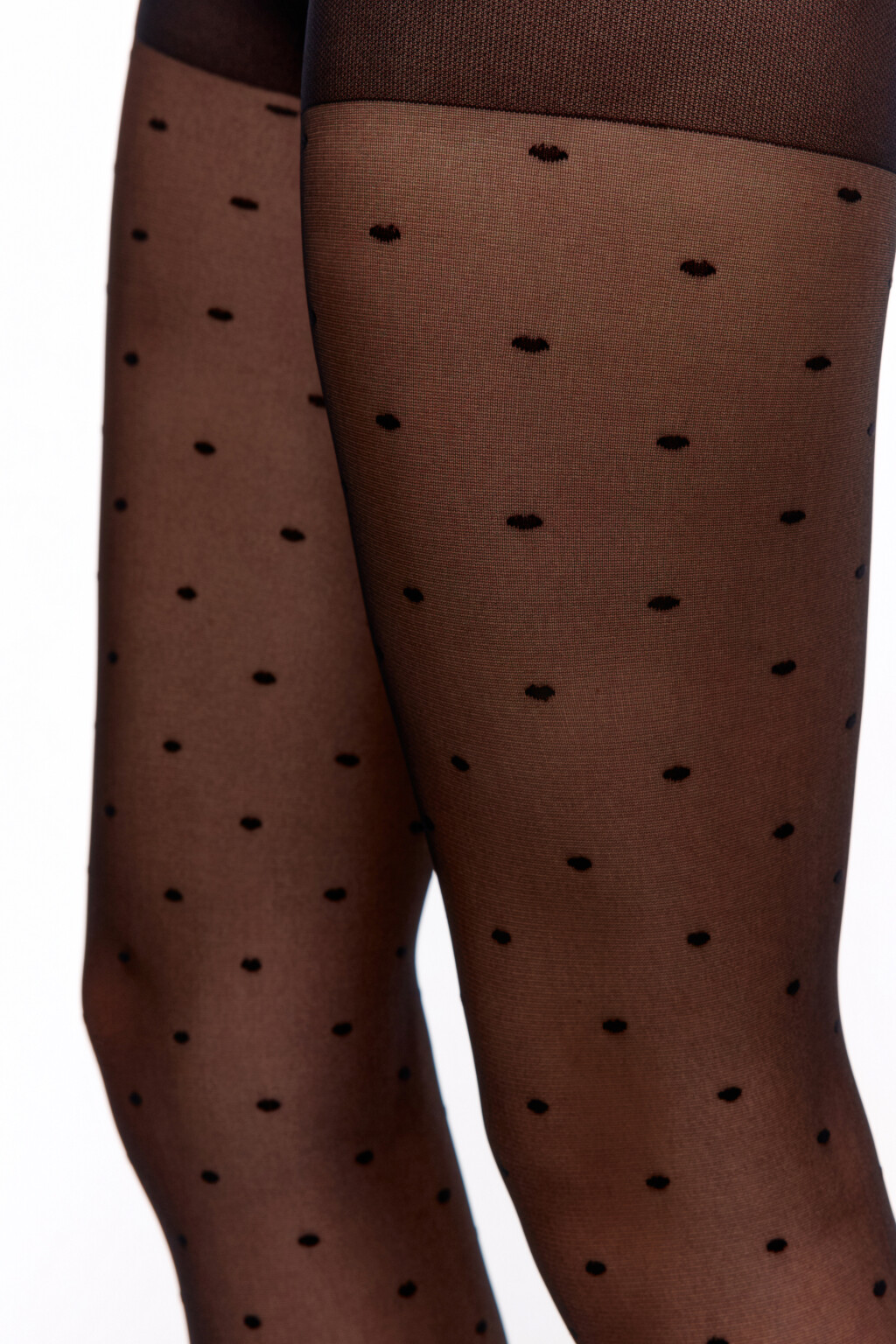 Колготки капроновые в горошек - цвет черный - 4