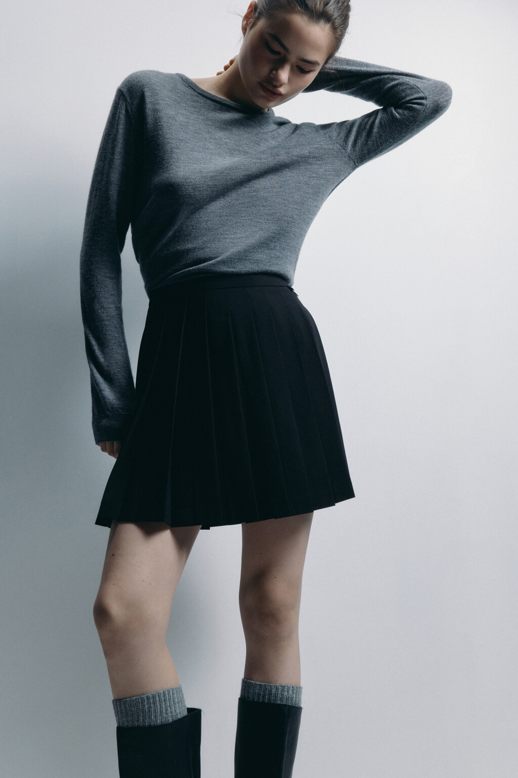 Юбка PleatSkirt мини плиссированная - цвет черный - 1
