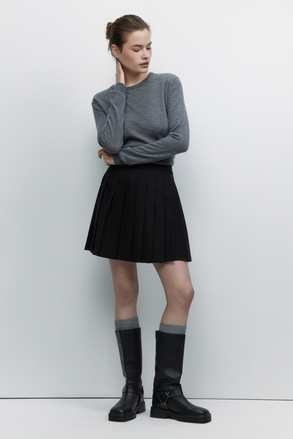 Юбка PleatSkirt мини плиссированная - цвет черный - 5