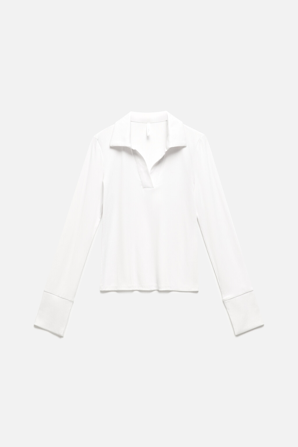 Лонгслив-поло облегающий с разрезами - цвет белый - 7