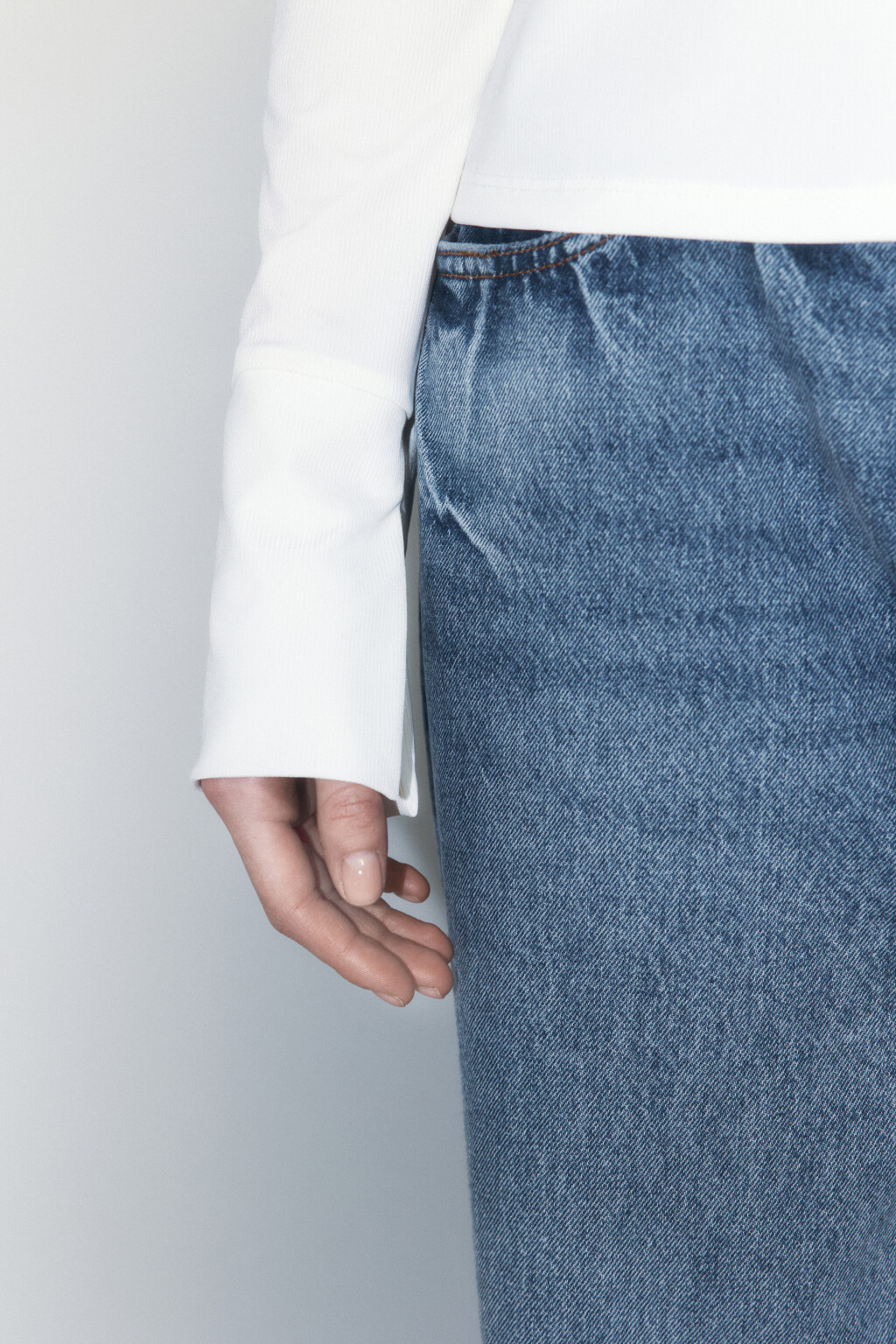 Лонгслив-поло облегающий с разрезами - цвет белый - 6