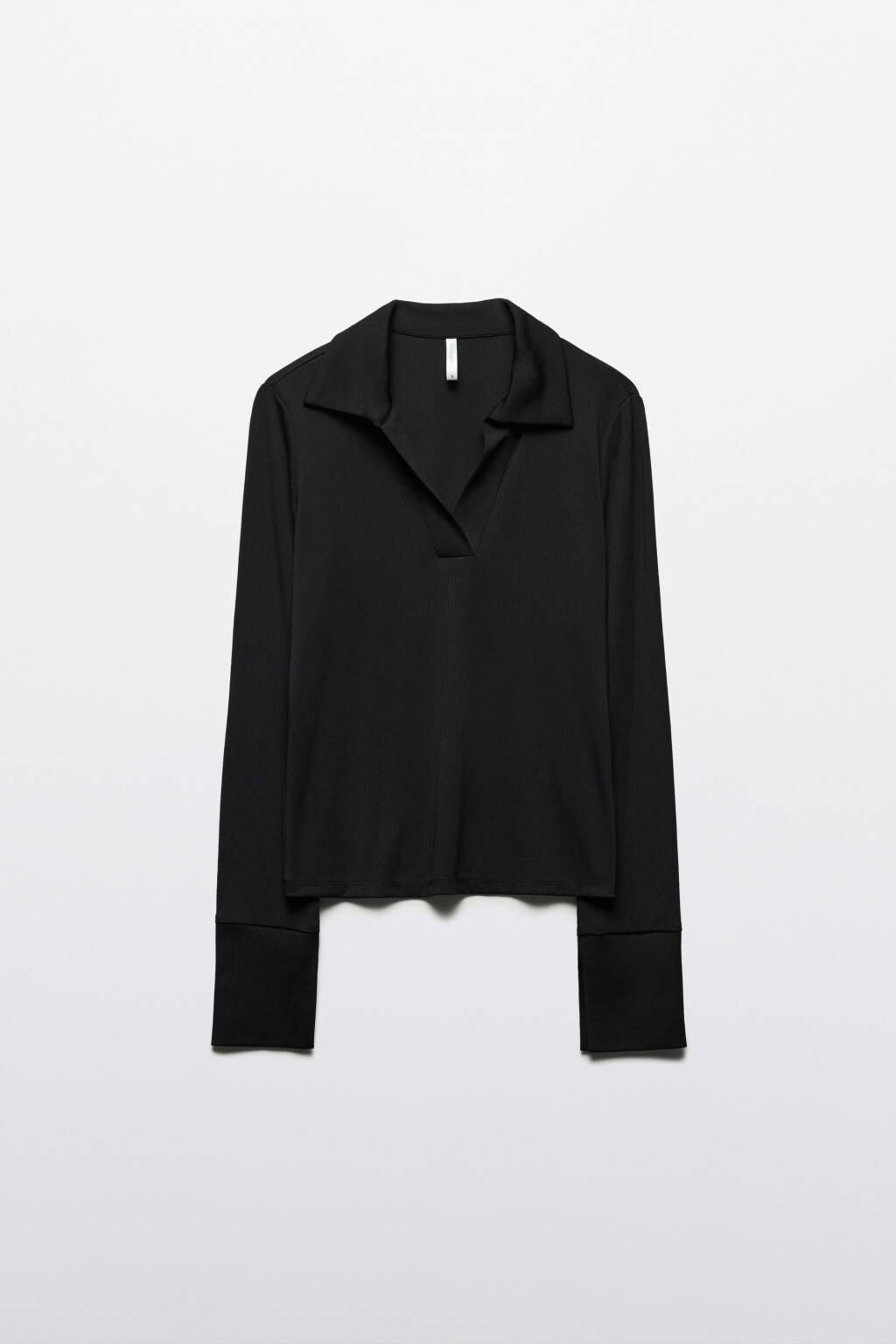 Лонгслив-поло облегающий с разрезами - цвет черный - 7