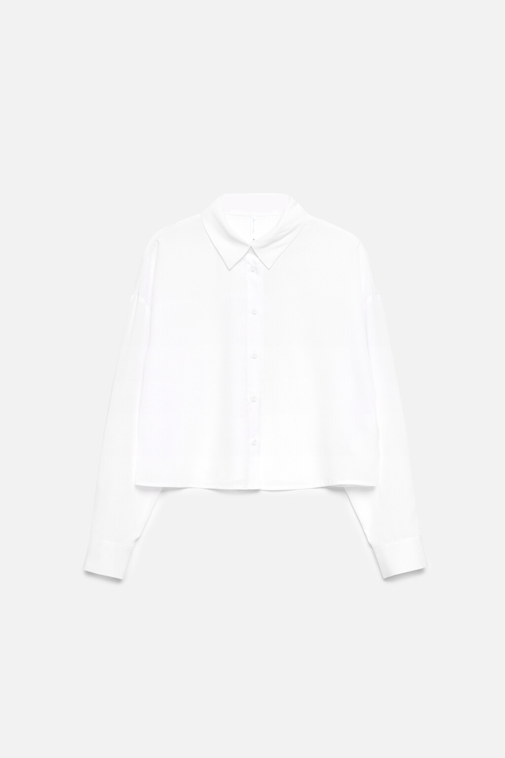 Блузка-рубашка свободная укороченная - цвет белый - 8