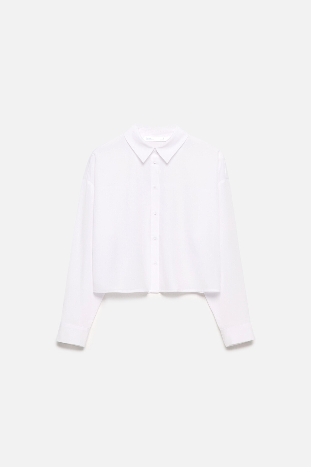 Блузка-рубашка свободная укороченная - цвет белый - 8