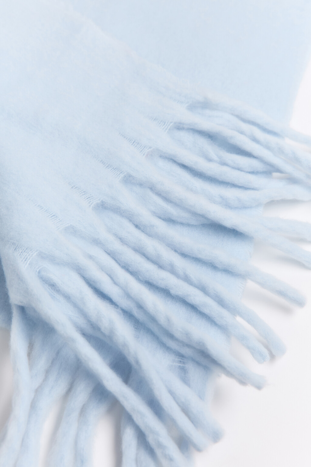 Шарф теплый с бахромой - цвет голубой - 2