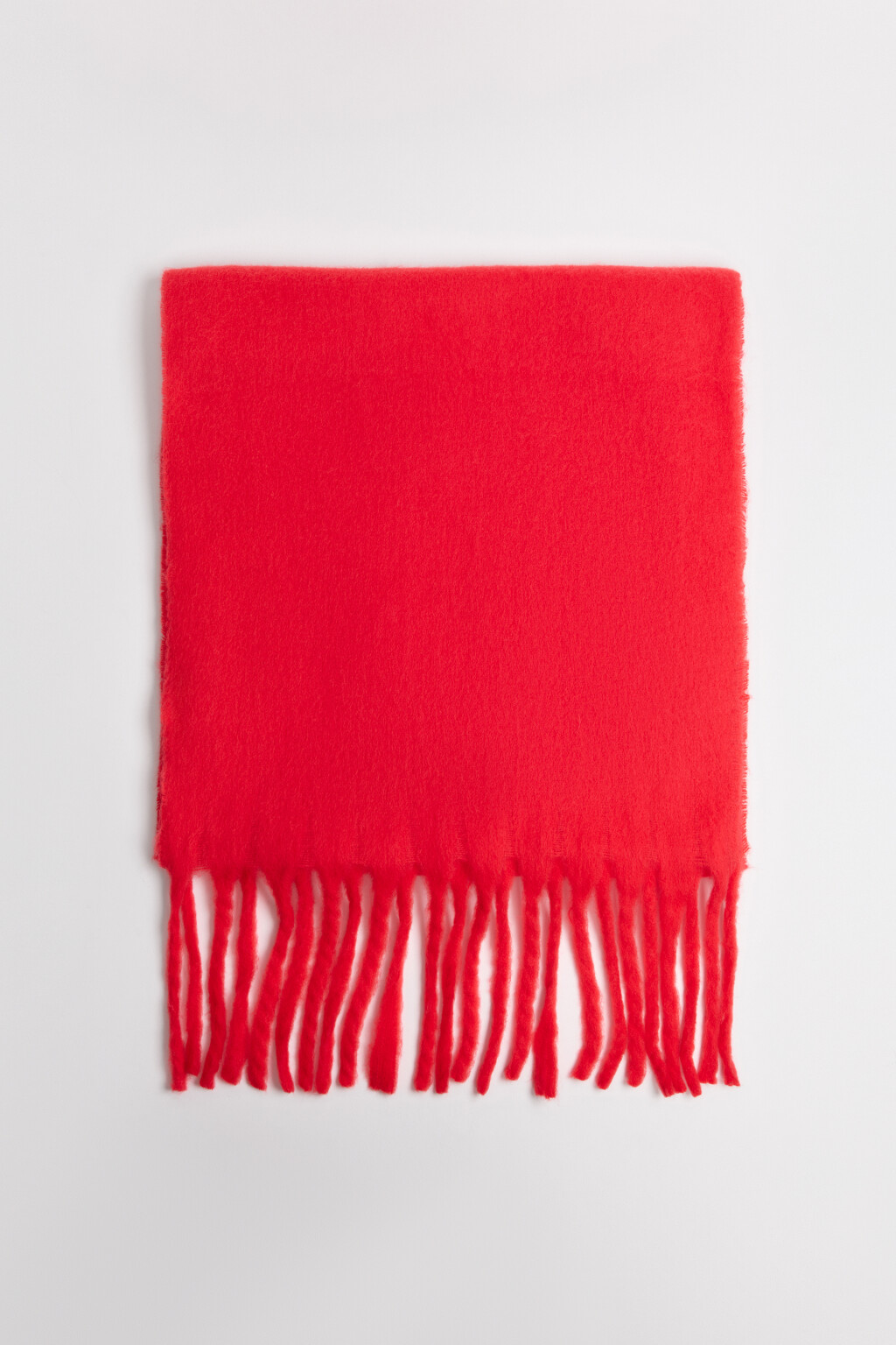 Шарф теплый с бахромой - цвет красный - 1