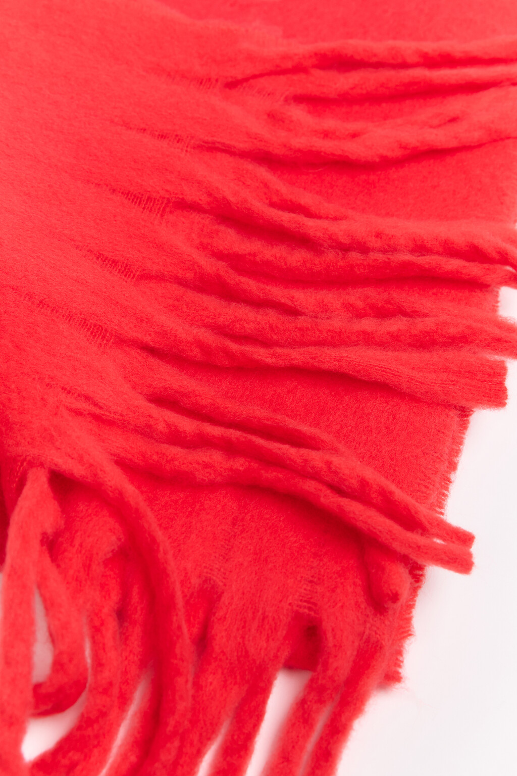 Шарф теплый с бахромой - цвет красный - 2