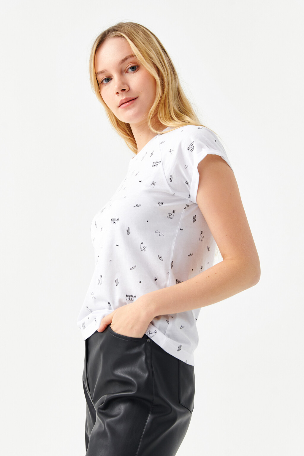 Футболка хлопковая с рукавами реглан - цвет белый - 3