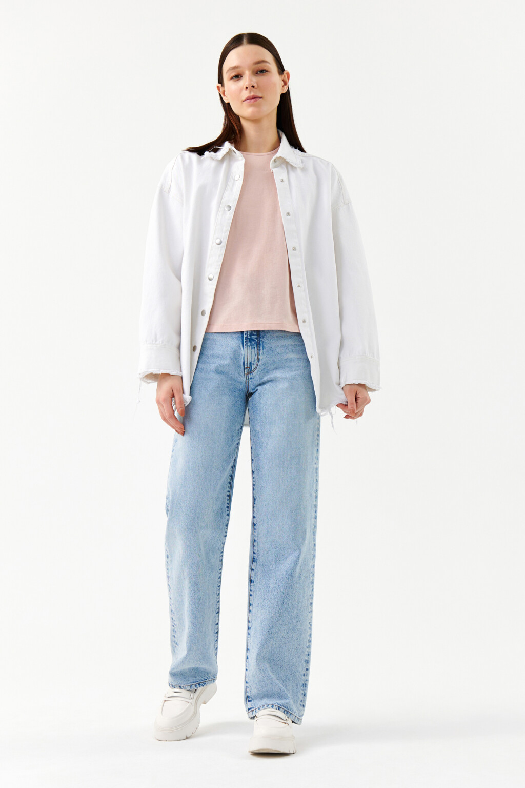 Футболка хлопковая с отворотами на рукавах - цвет розовый - 4