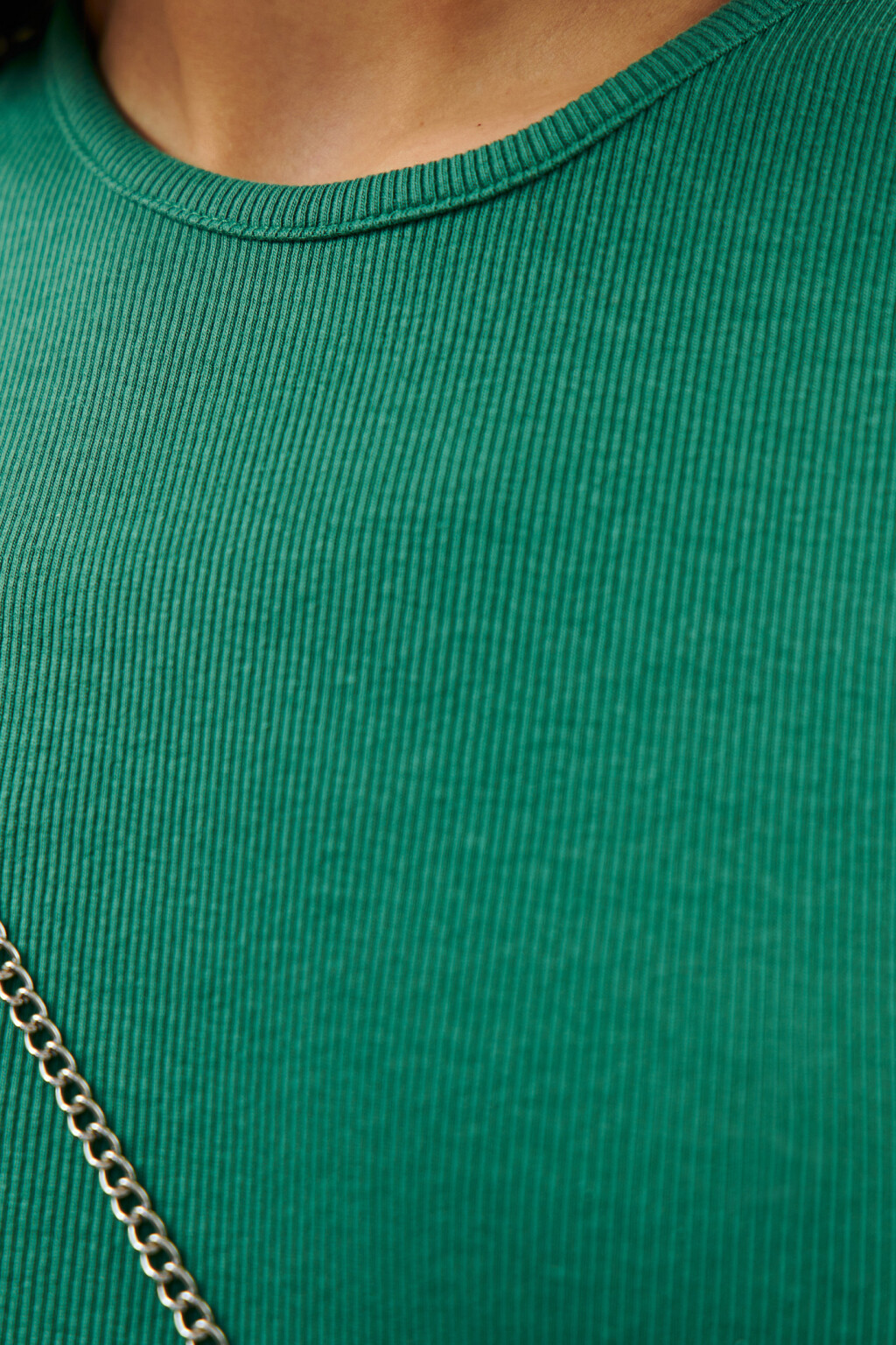 Майка хлопковая в мелкий рубчик - цвет зеленый - 6