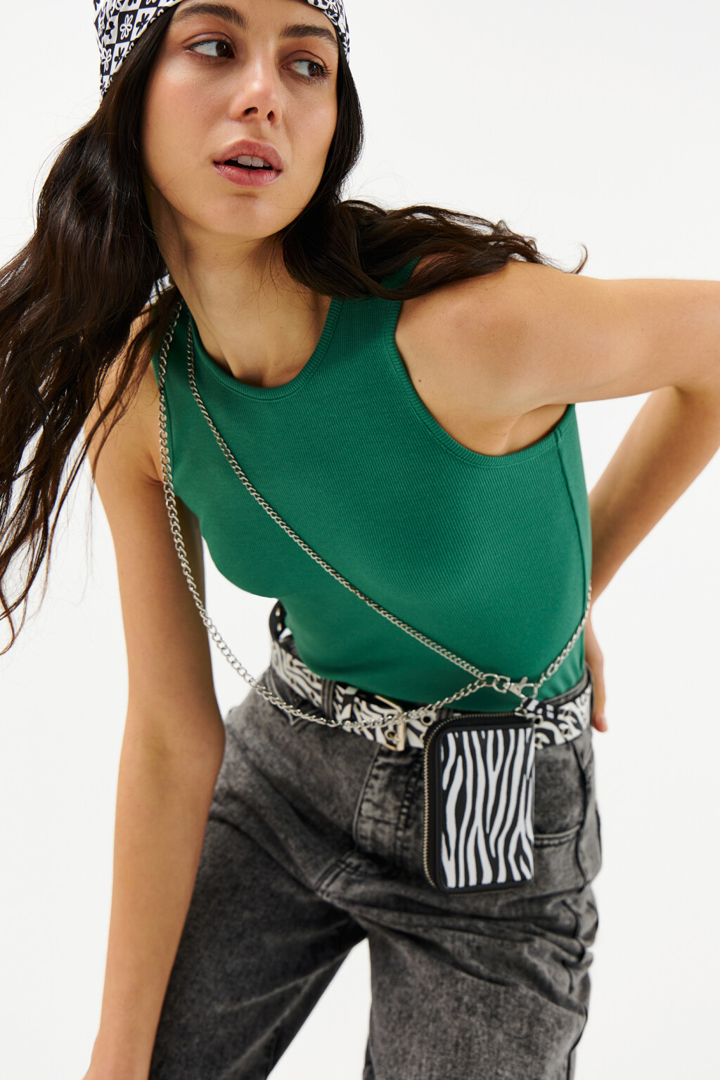 Майка хлопковая в мелкий рубчик - цвет зеленый - 7