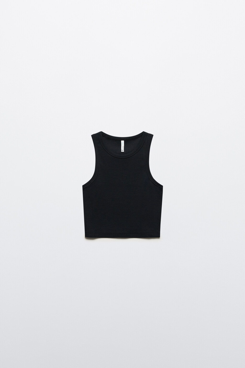 Майка хлопковая укороченная в рубчик - цвет черный - 8