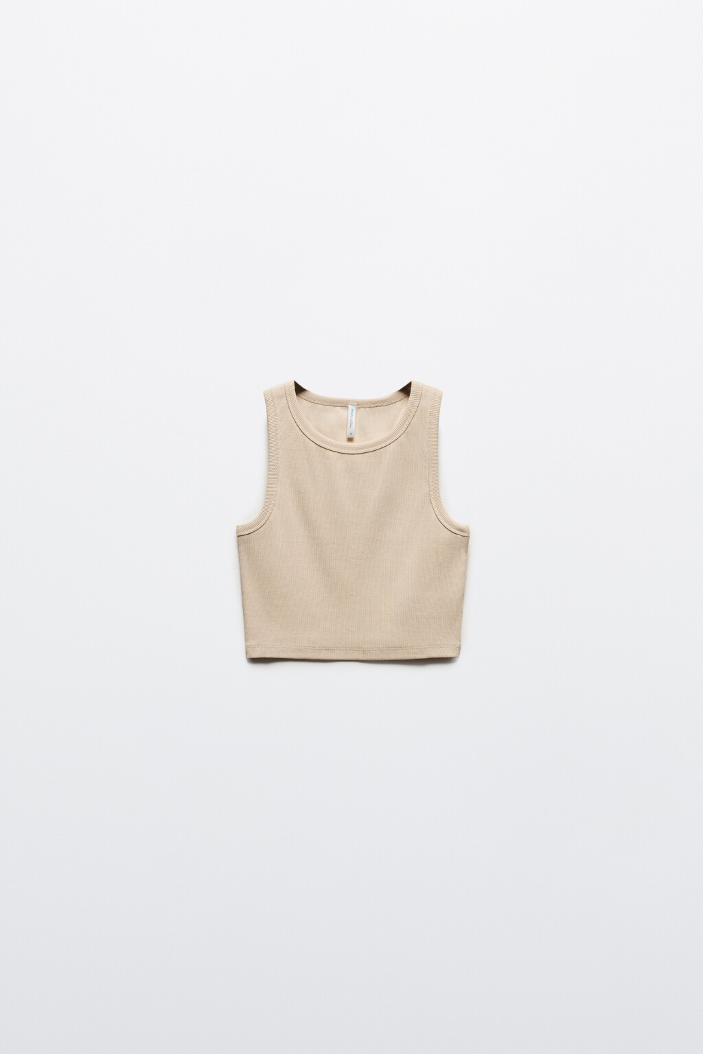 Топ-майка в рубчик на широких бретелях - цвет бежевый - 7