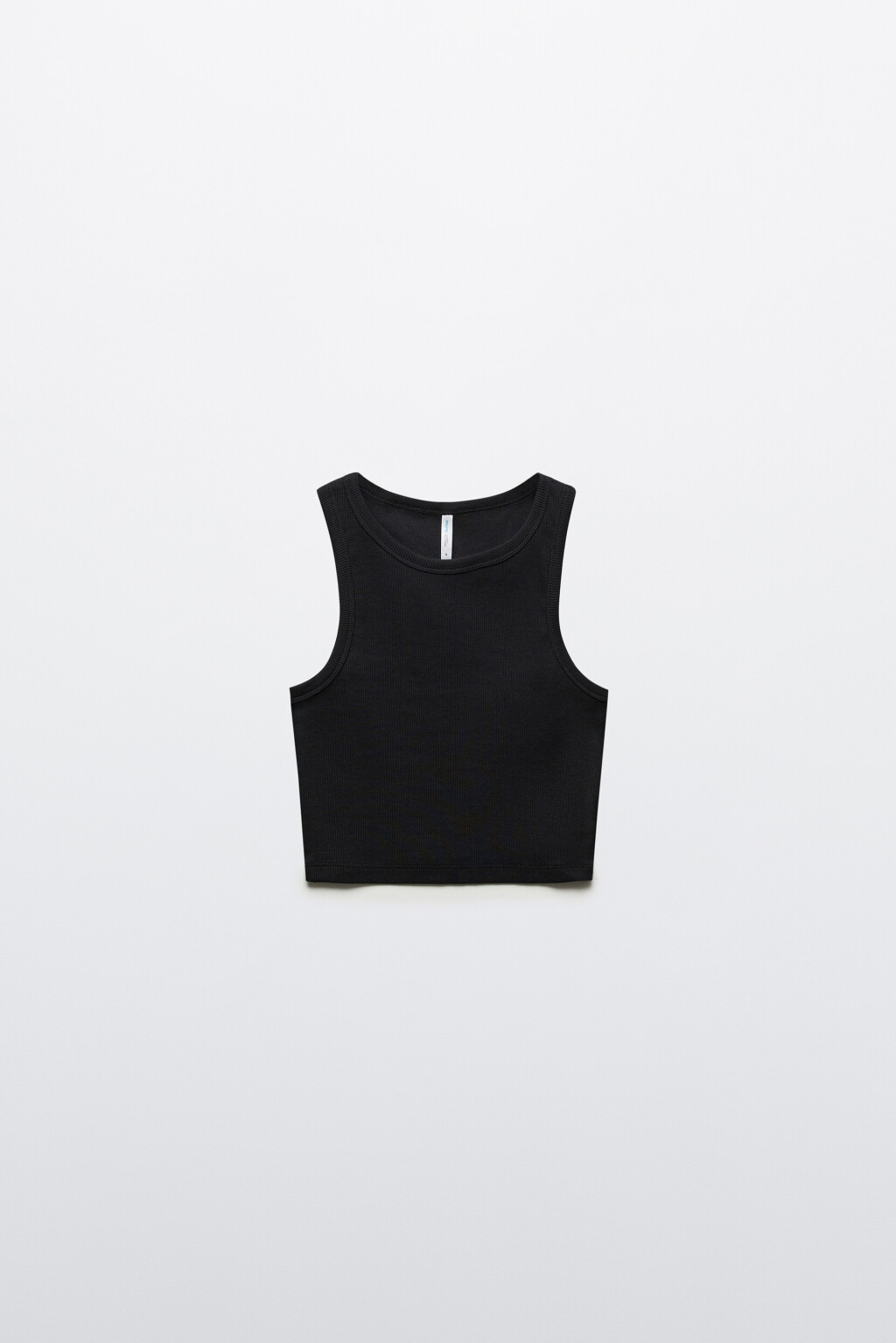 Топ-майка в рубчик на широких бретелях - цвет черный - 1