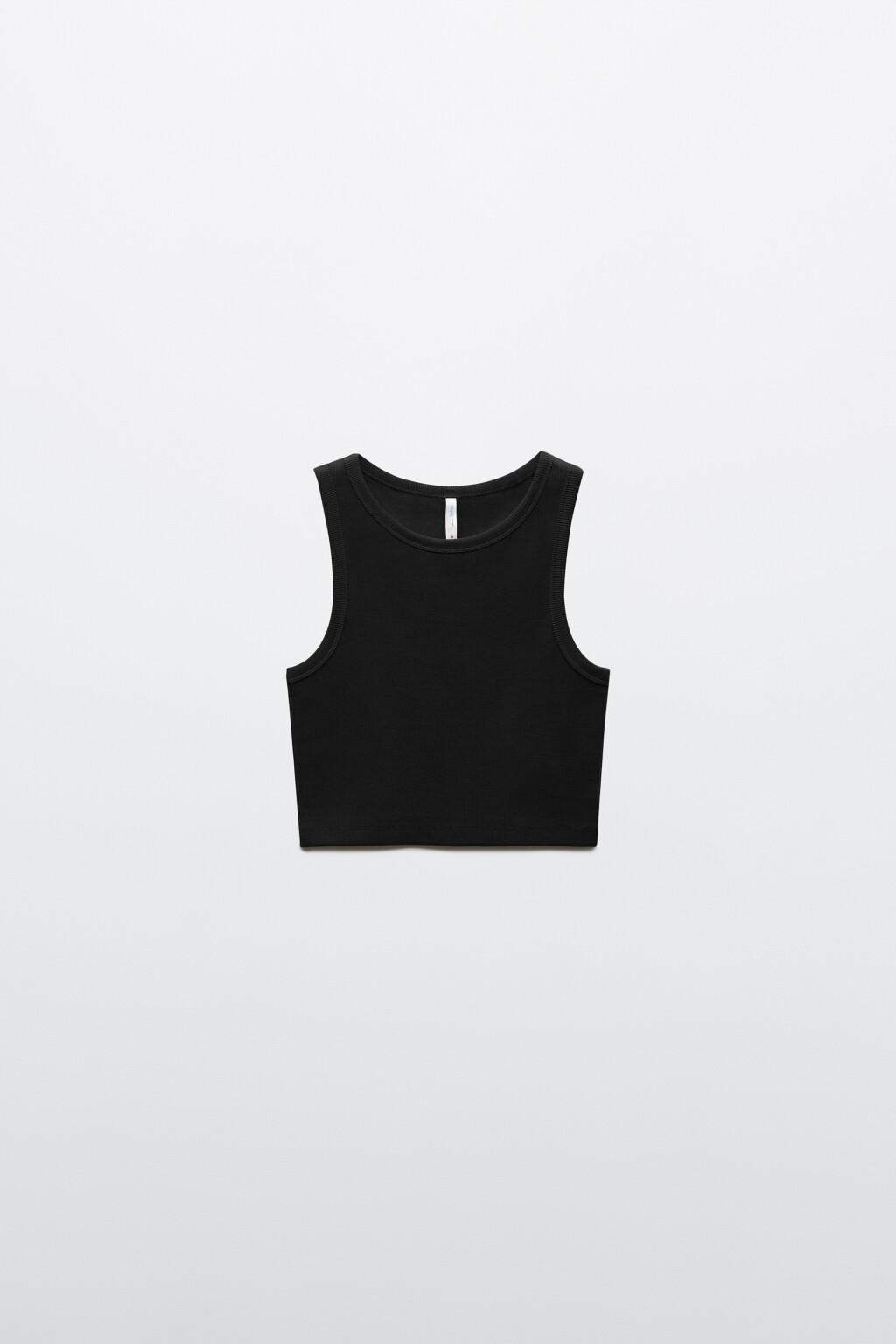 Топ-майка в рубчик укороченная на широких бретелях - цвет черный - 7