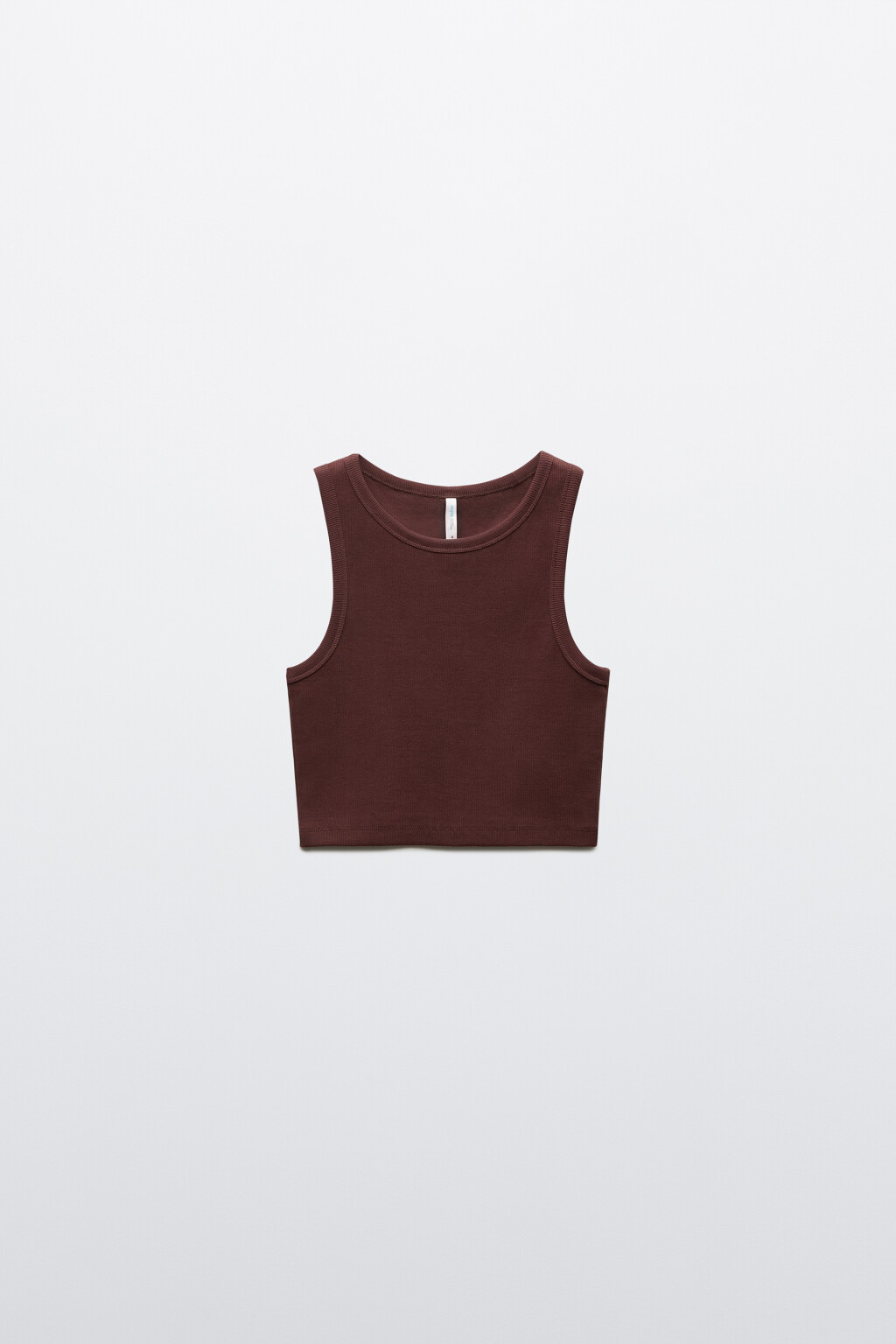 Топ-майка в рубчик укороченная на широких бретелях - цвет коричневый - 7