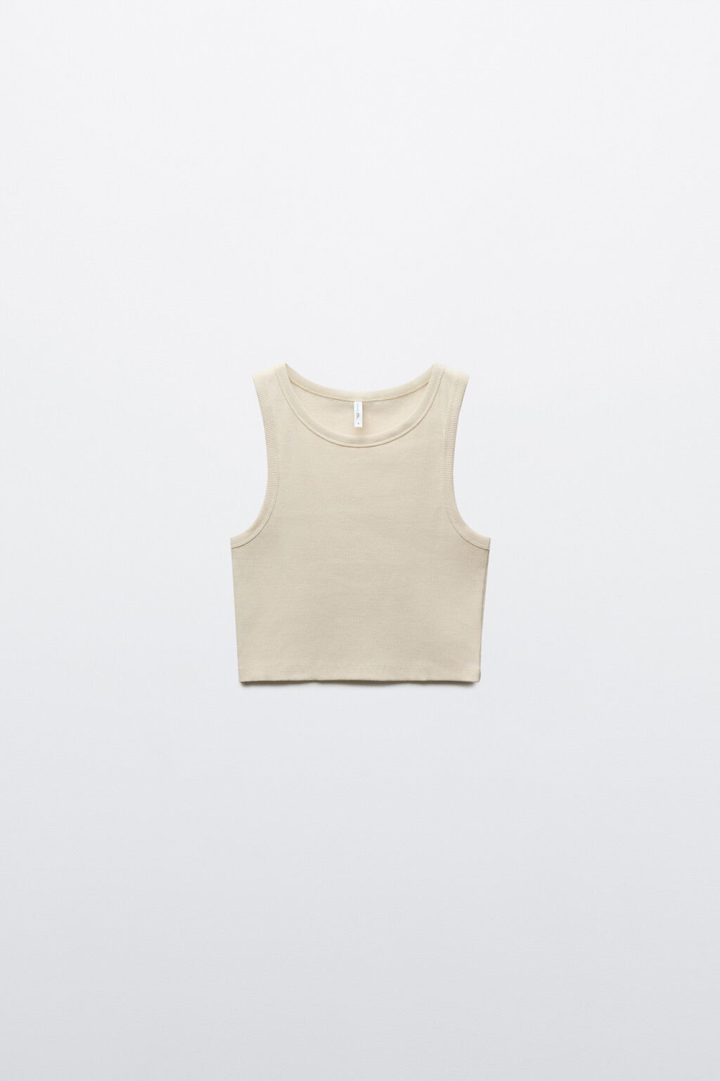 Топ-майка в рубчик укороченная на широких бретелях - цвет бежевый - 1