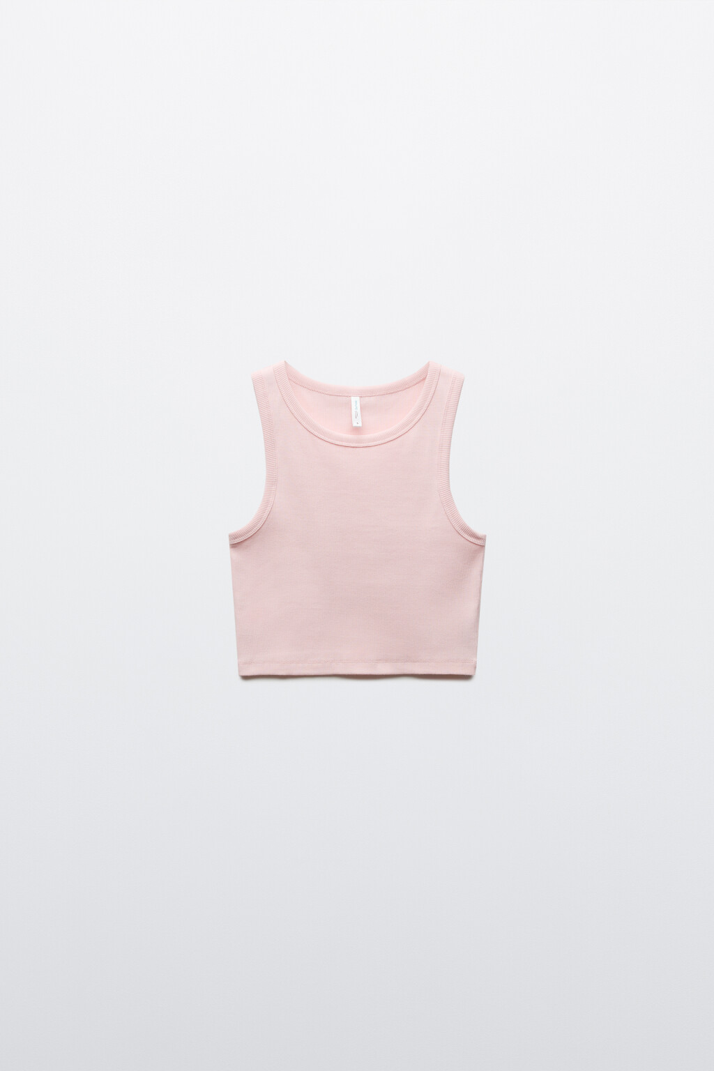 Топ-майка в рубчик укороченная на широких бретелях - цвет розовый - 1