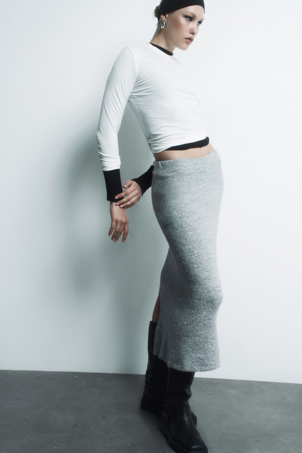 Водолазка вискозная в рубчик с коротким воротником - цвет бежевый - 9