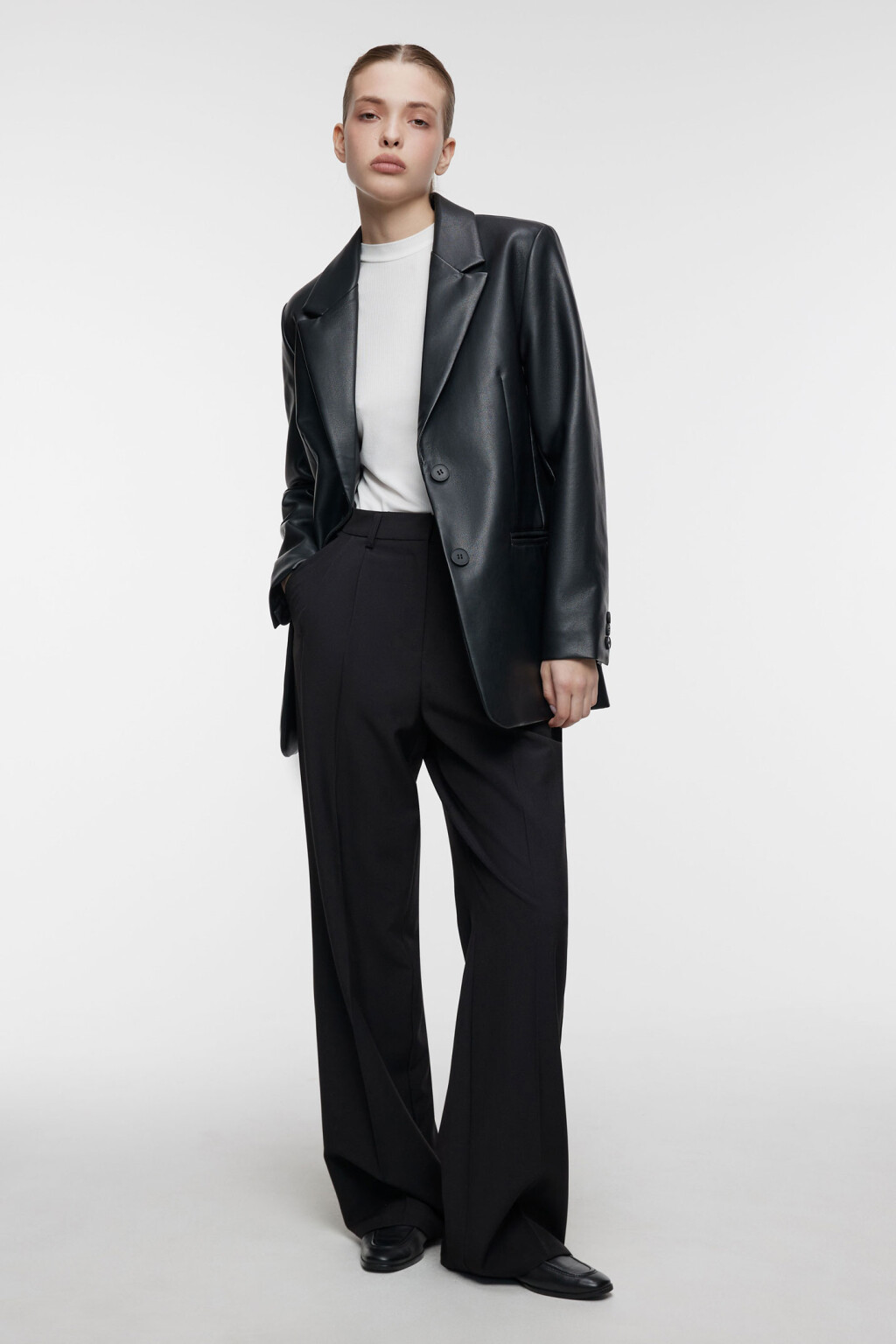 Водолазка вискозная в рубчик с коротким воротником - цвет бежевый - 1