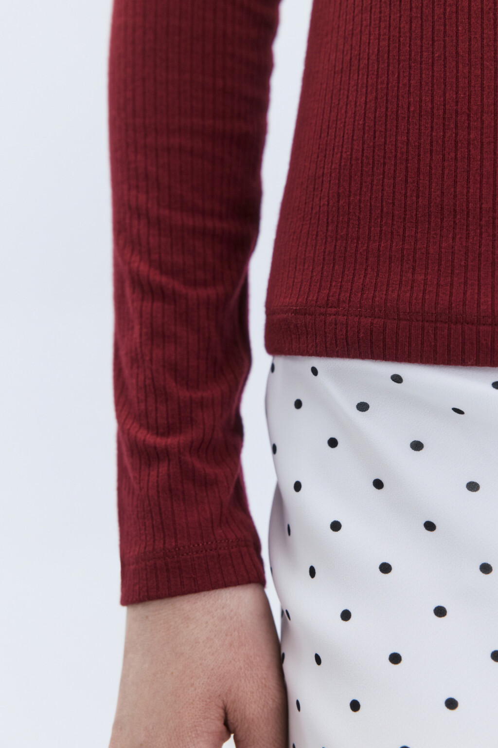 Водолазка в рубчик с коротким воротником - цвет бордовый - 6