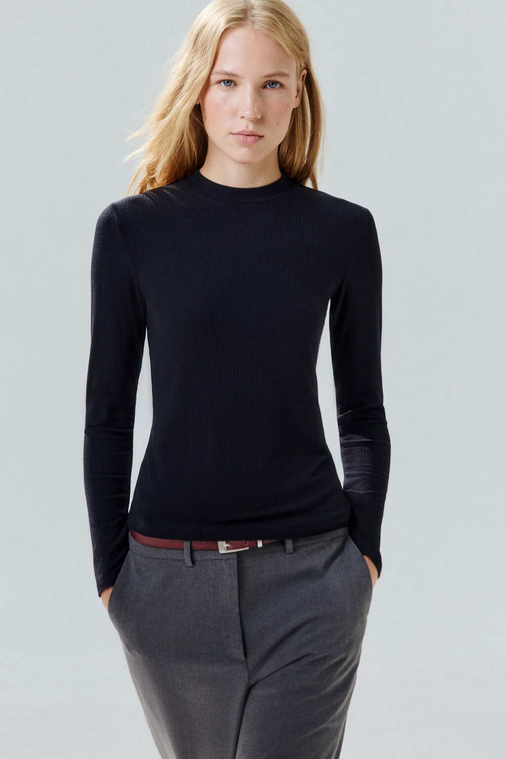 Водолазка с коротким воротником - цвет черный - 1