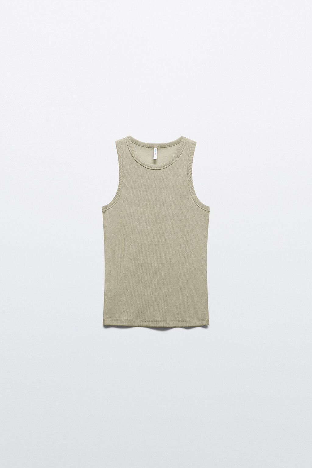 Майка RIBTOP в рубчик на широких бретелях - цвет зеленый - 8