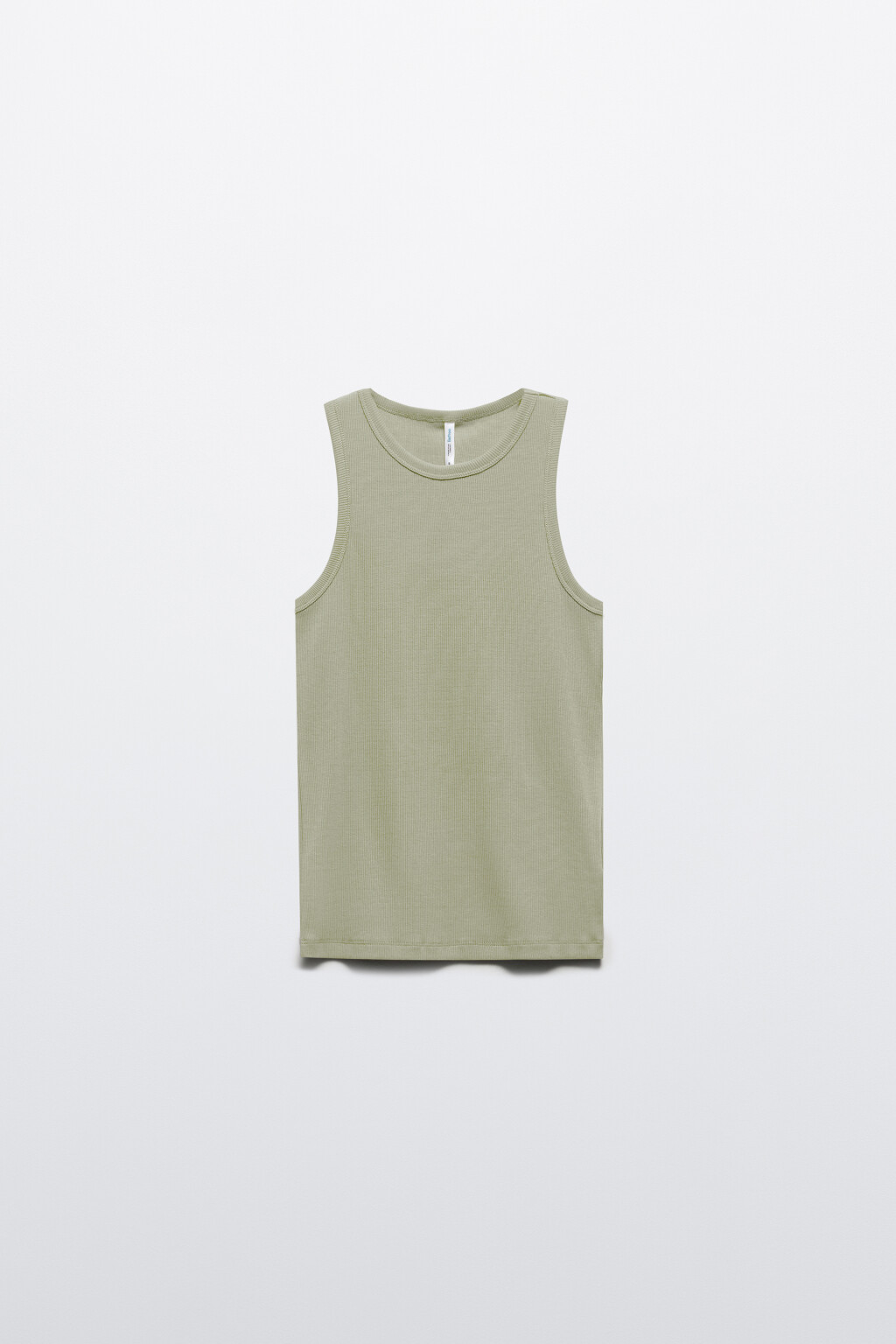 Майка RIBTOP в рубчик на широких бретелях - цвет зеленый - 7