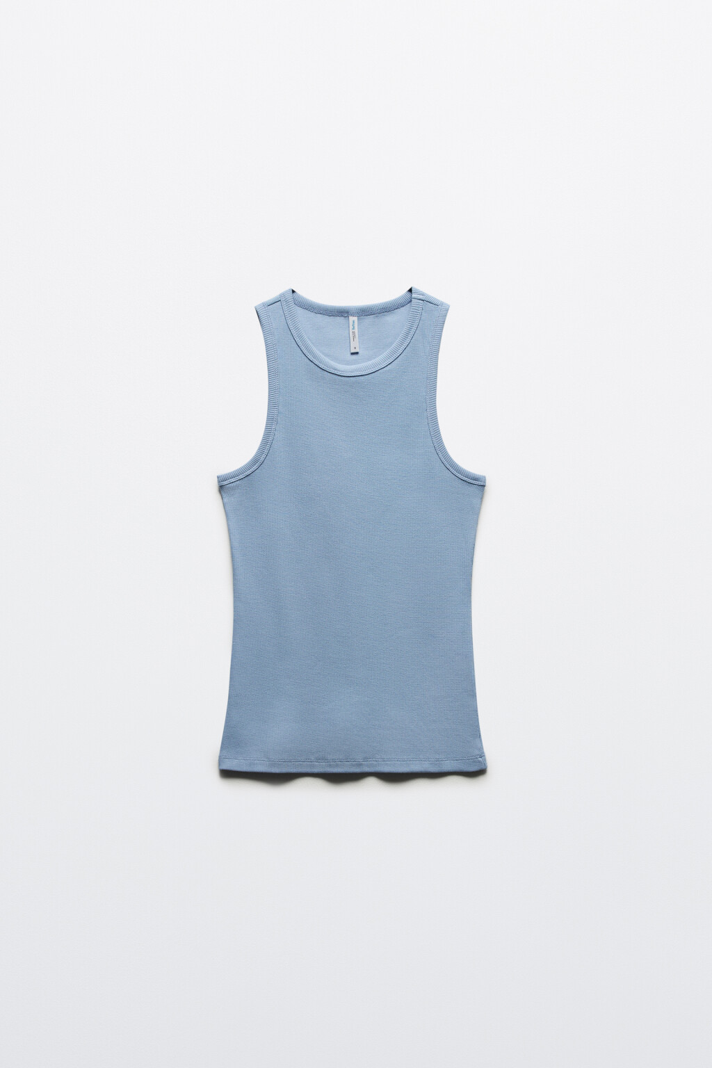 Майка RIBTOP в рубчик на широких бретелях - цвет голубой - 7