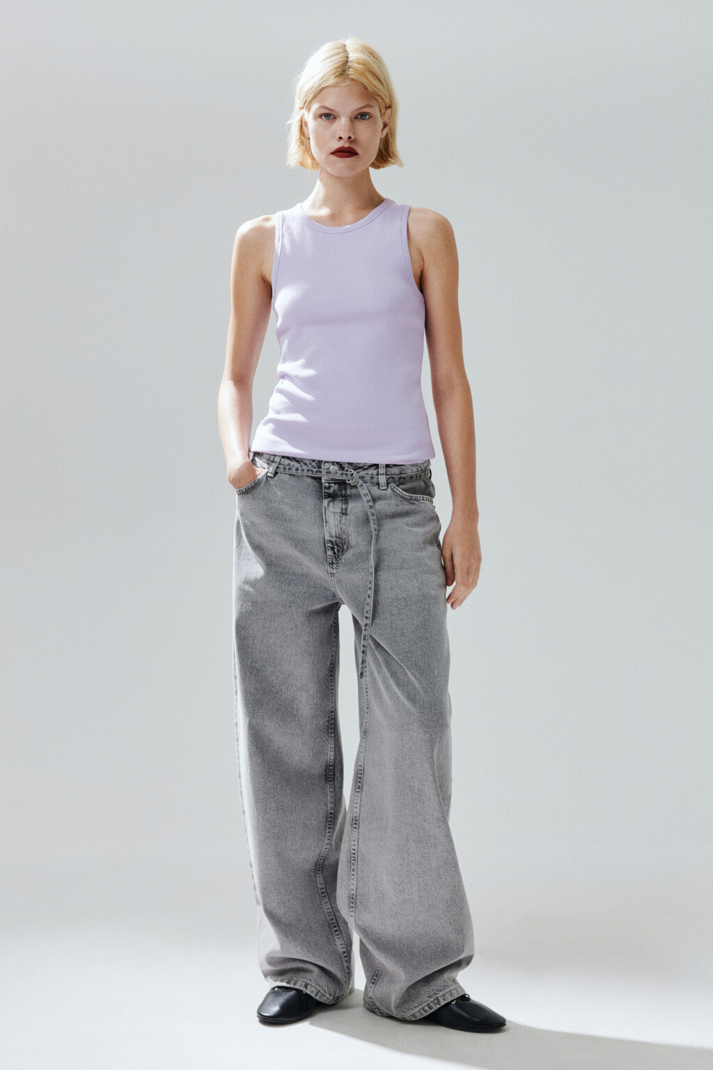 Майка RIBTOP облегающая в рубчик - цвет сиреневый - 5