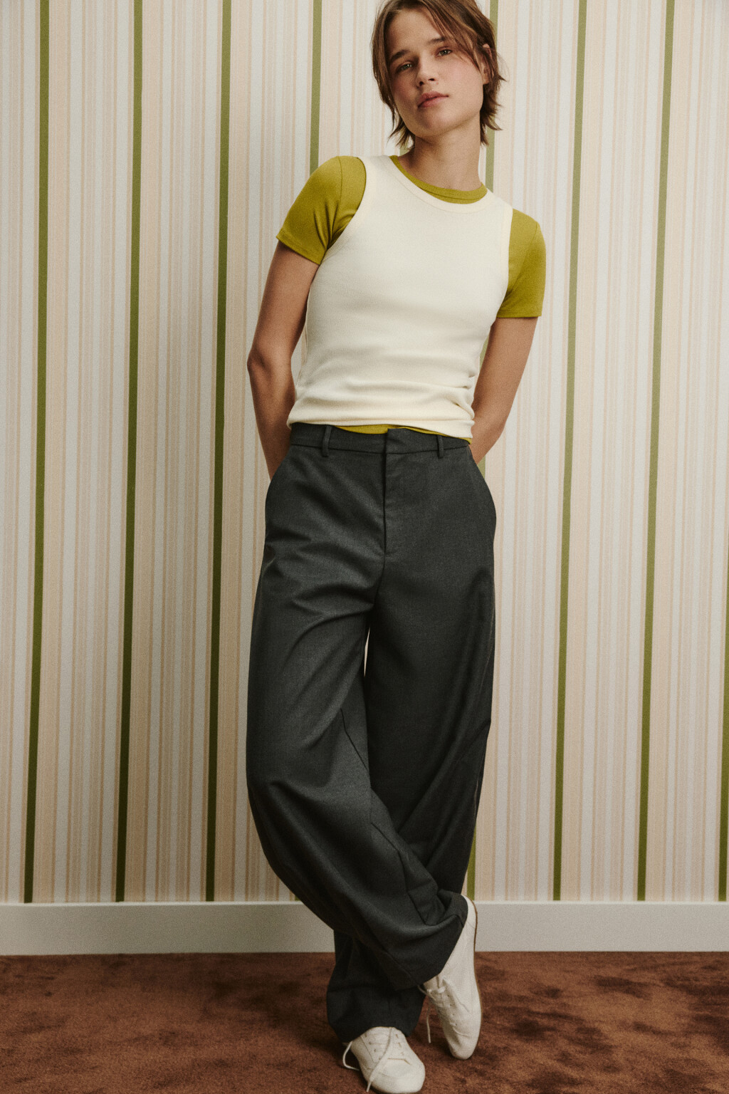 Майка базовая облегающая в рубчик - цвет бежевый - 2